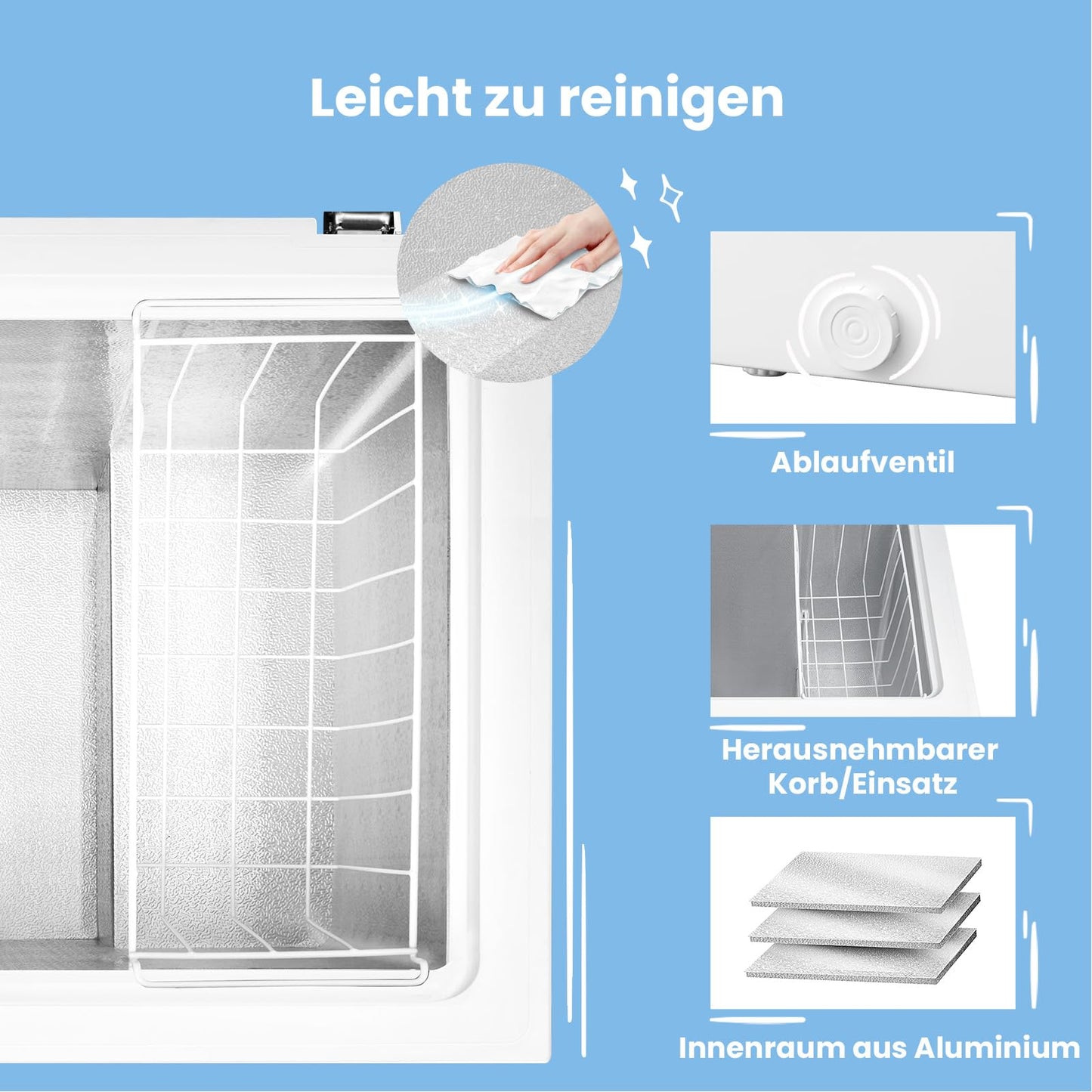 Comfee RCC100WH2(E) Gefriertruhe/169 kWh/Jahr/85cm hoch/99L/38dB/Geringe Lautstärke/Hoch effizientesD-förmigesRohr/Geeignet für verschiedene Einsatzszenarien/Einstellbarer Temperaturregler/Weiß