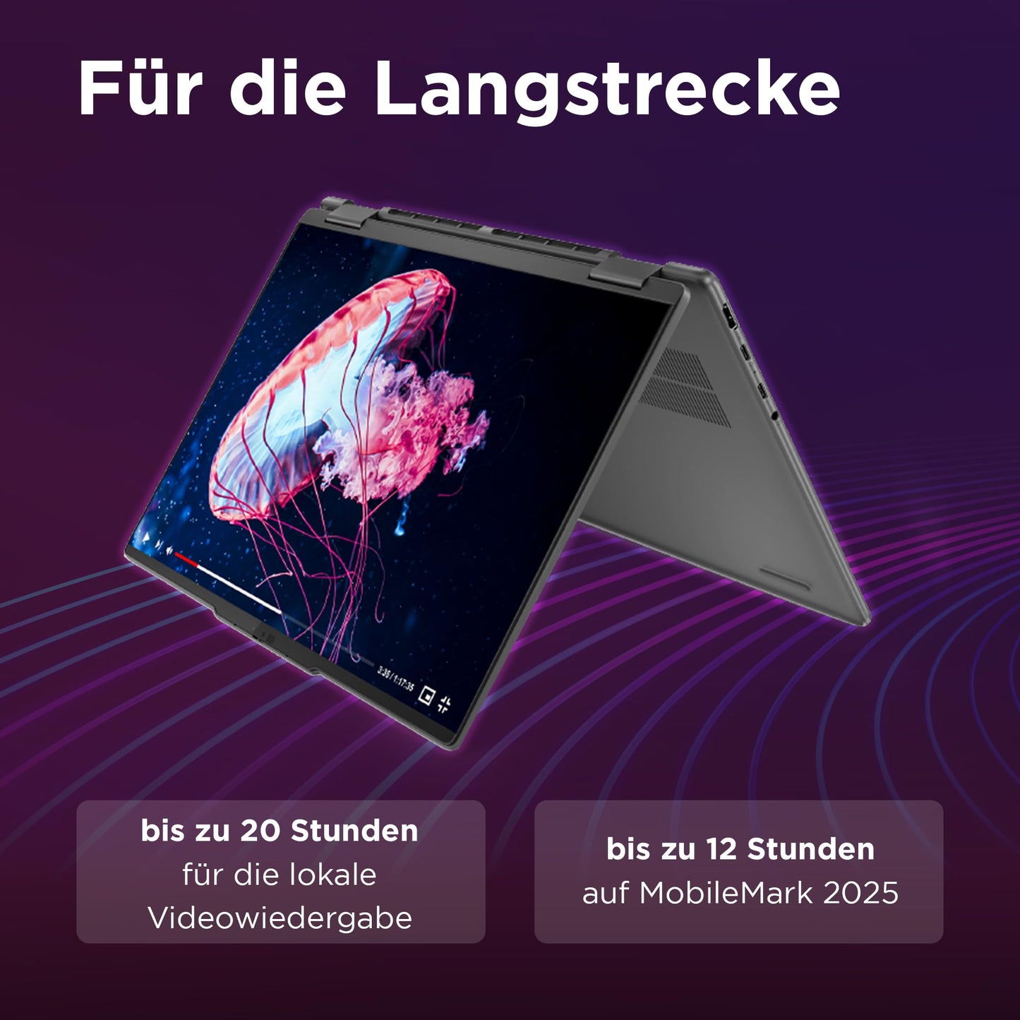 Lenovo Yoga 7 Convertible Laptop | 14" WUXGA OLED Display | AMD Ryzen 5 8640HS | 16GB RAM | 512GB SSD | AMD Radeon Grafik | Windows 11 Home | QWERTZ | grau | 3 Monate Premium Care