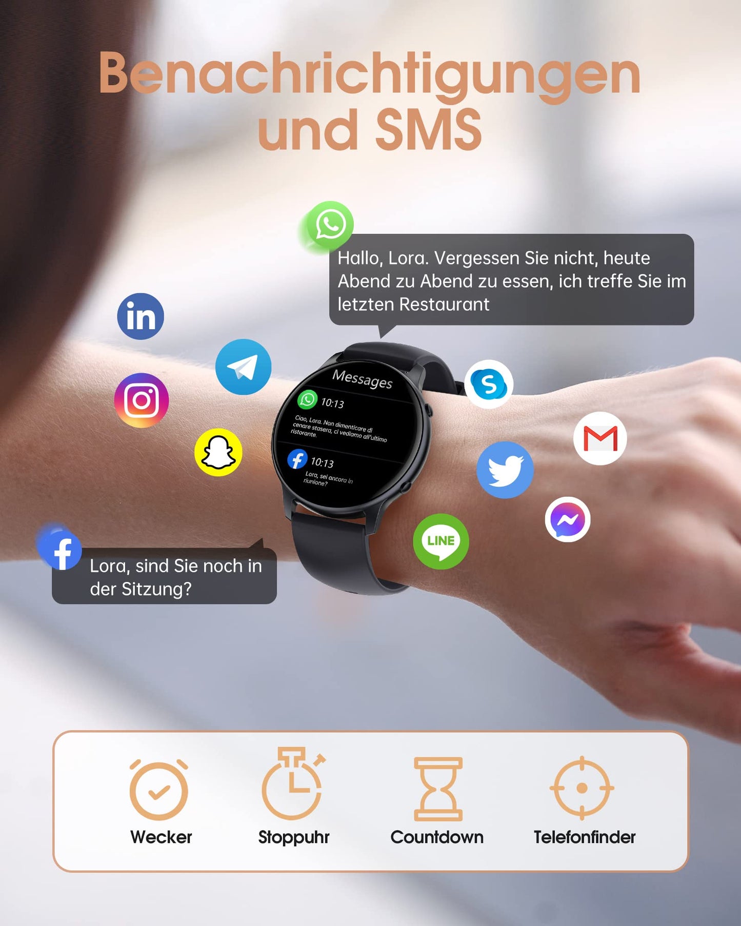 TUYOMA Smartwatch Herren, 1,3 Zoll Touchscreen Smart Watch Damen, IP68 Wasserdicht Smartwatches Schrittzähler mit Herzfrequenz,Whatsapp, SpO2, Schlafmonitor, für iOS und Android