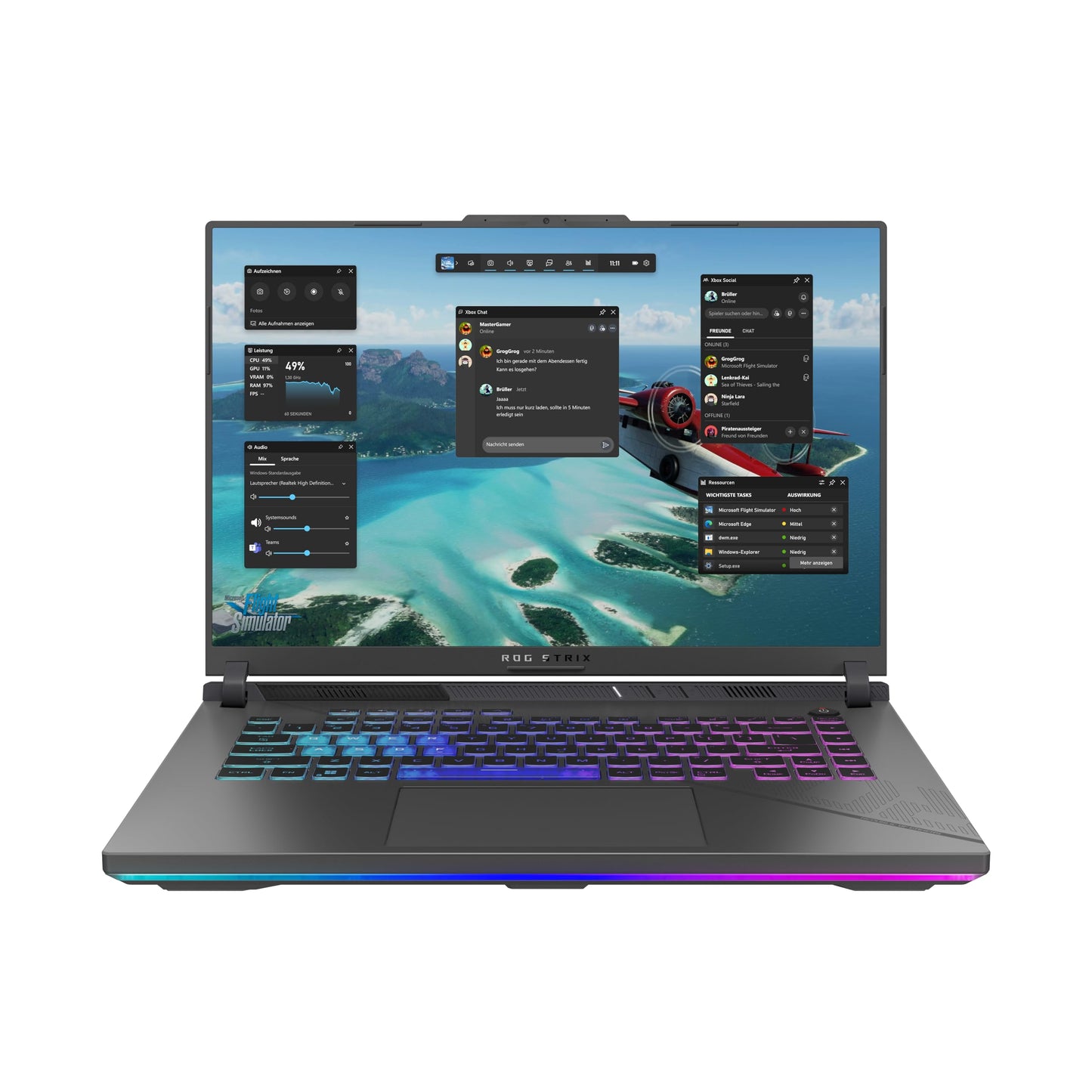 ASUS ROG Strix G16 Laptop | 16" Full-HD 165Hz/7ms 16:10 IPS Display | Intel Core i9-13980HX | 16 GB RAM | 1 TB SSD | NVIDIA RTX 4070 | Windows 11 | QWERTZ Tastatur mit 4-Zonen RGB | Eclipse Gray