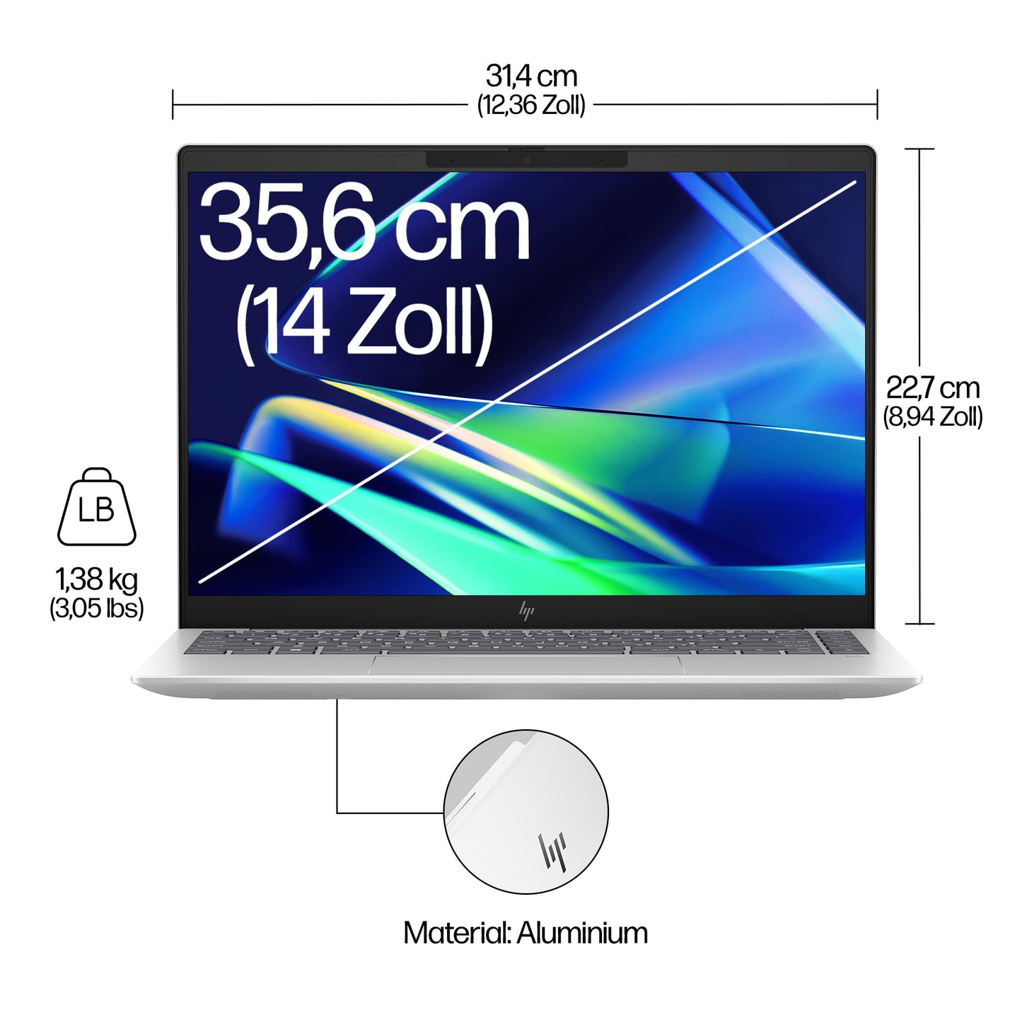 HP Pavilion Plus Laptop | 14" 2,8K OLED Display | 120 Hz | AMD Ryzen™ 7 7840U | 16 GB DDR5 RAM | 1 TB SSD | AMD Radeon™ 780M | Windows 11 | QWERTZ | Silber inkl. 25 GB Dropbox-Speicher für 12 Monate