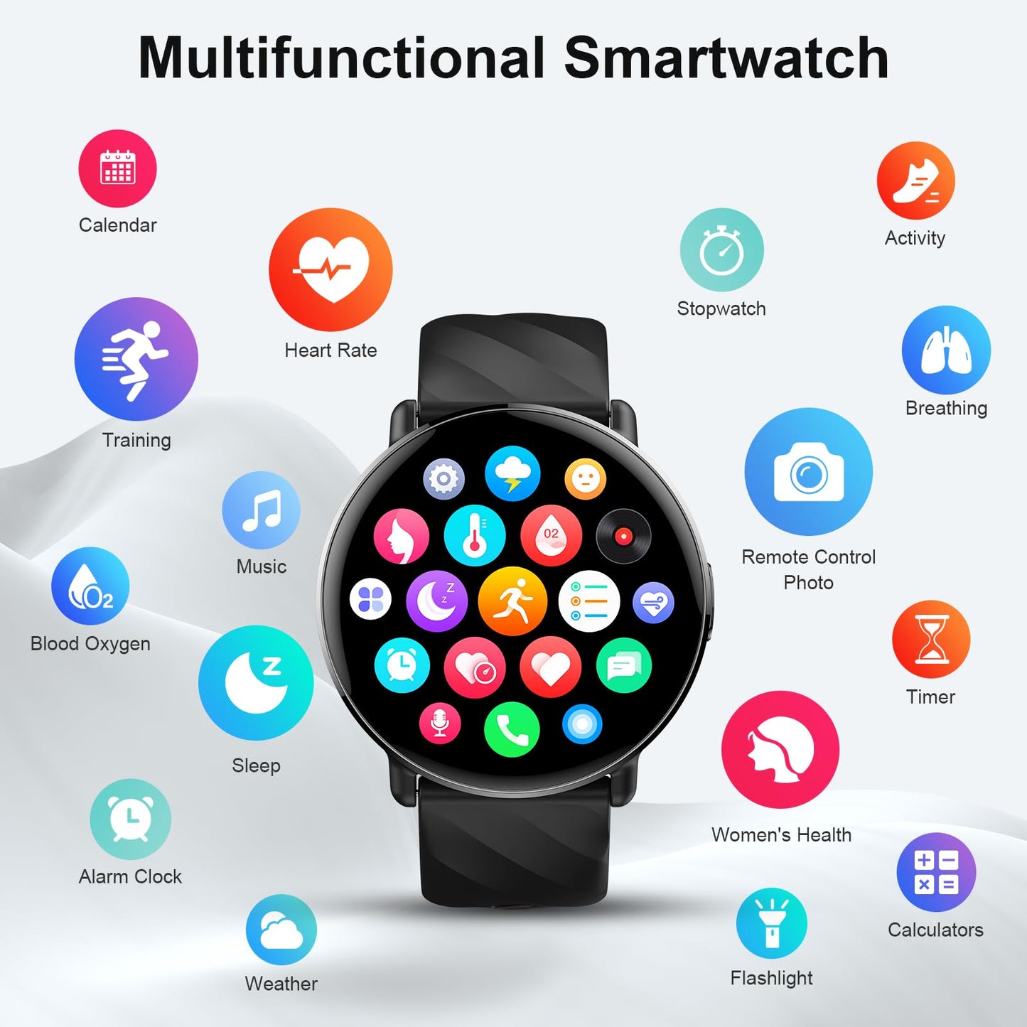 Smartwatch für Damen Herren, 1.39'' HD Touchscreen Smart Watch mit Telefonfunktion, 112+ Sportmodi Fitnessuhr mit Pulsuhr Schrittzähler Schlafmonitor, IPX68 Wasserdicht Sportuhr für iOS Android