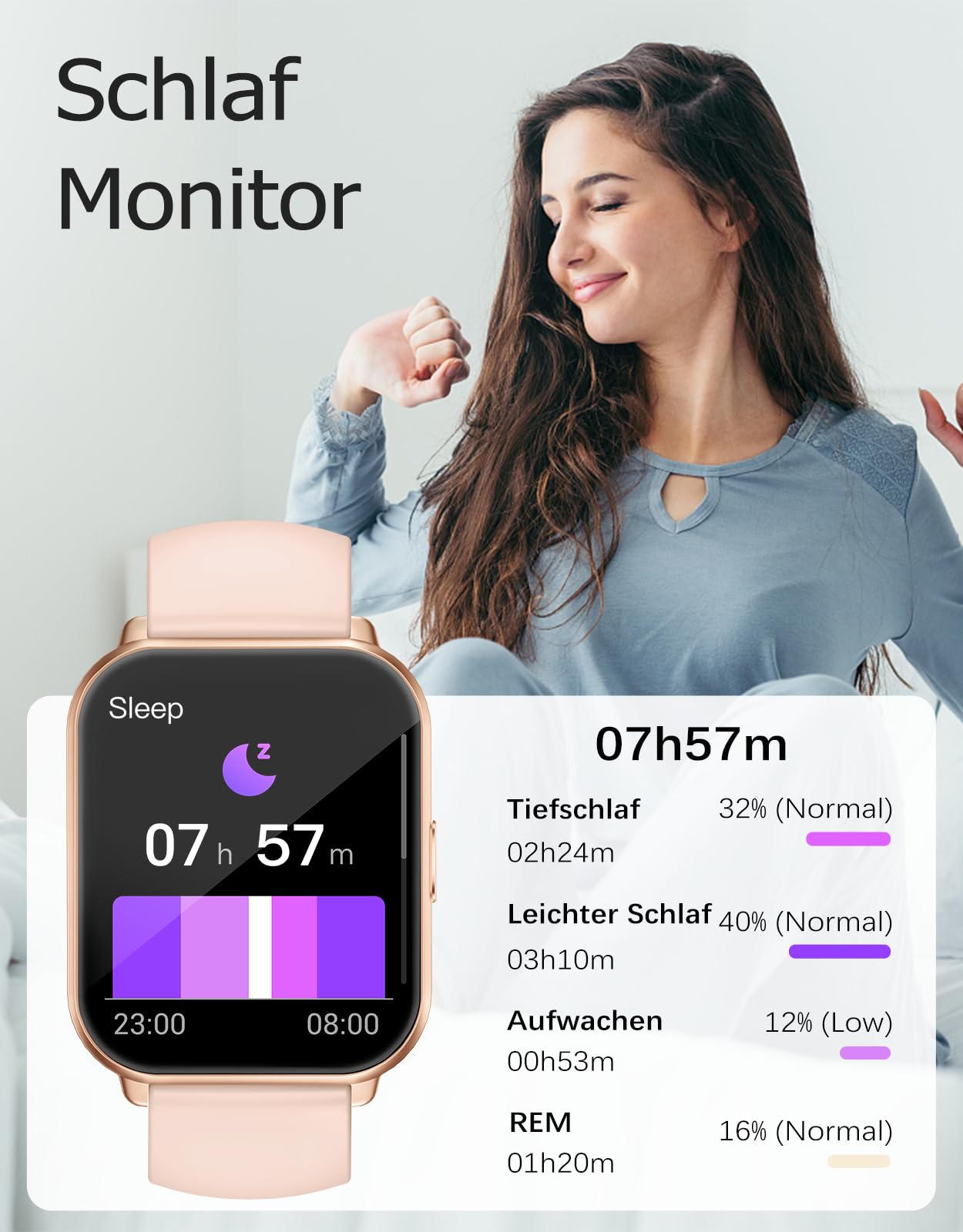 RUIMEN Smartwatch mit Telefonfunktion,Smartwatch für Damen Herren HD-Touch Screen Fitnessuhr mit SpO2-Überwachung Pulsuhr Schlafmonitor Schrittzähler Uhr Multi Trainingsmodi für Android iOS