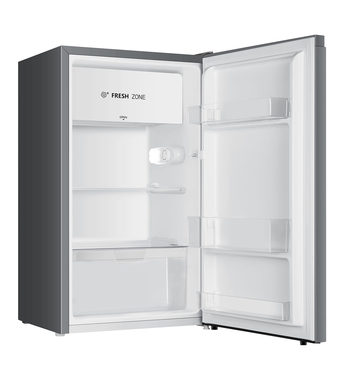 YUNA Kühlschrank SEREBRO E mit Fresh Zone/ 94L Nutzinhalt/Vollraumkühlschrank/ 84 cm hoch/ 86 kWh/Jahr/Türanschlag wechselbar/Leiser Betrieb 36 dB/Silbern