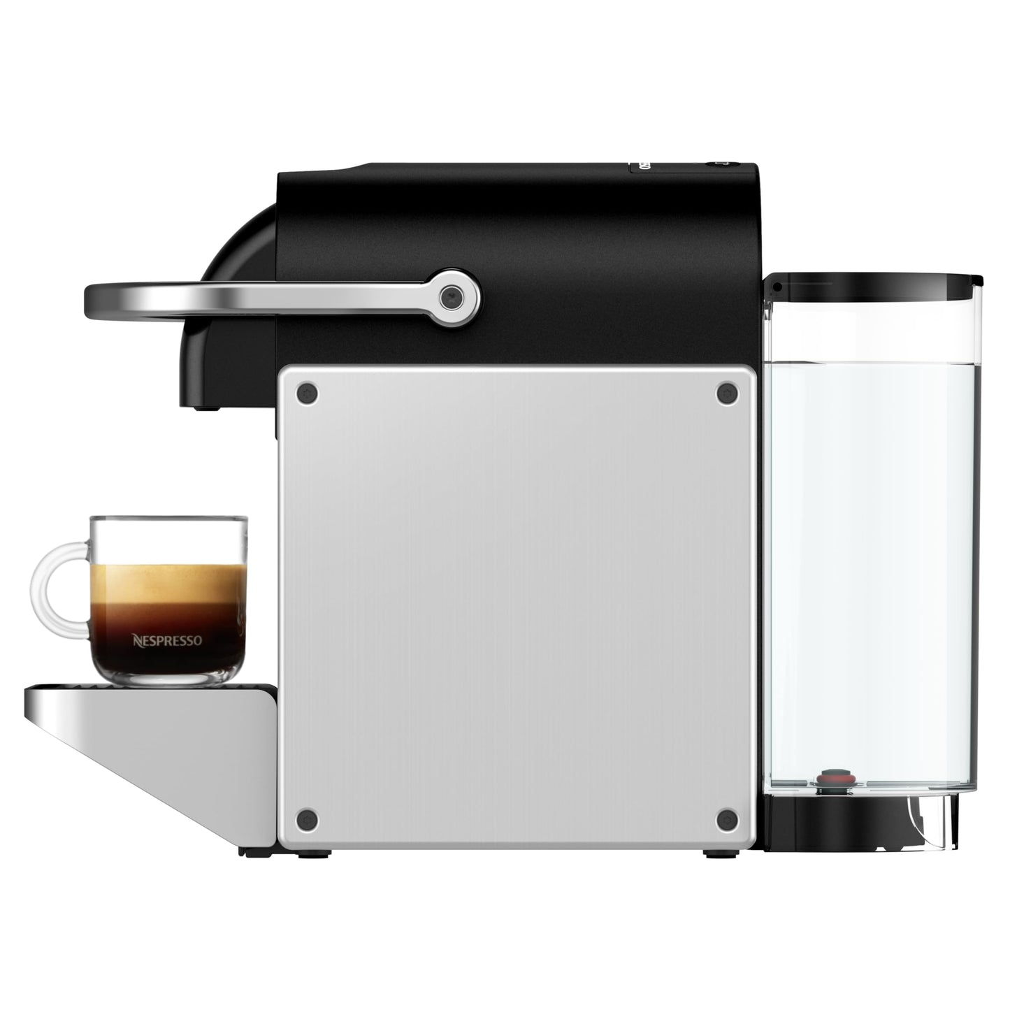 Nespresso De'Longhi Pixie EN127.S Kaffekapselmaschine, zwei Direktwahltasten, ECO-Modus, kompaktes Design, 19 Bar Drucksystem, 1260W, Silber/Schwarz