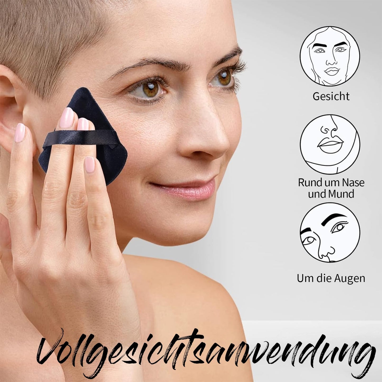 BEAKEY Dreieck Makeup Puderquaste für Lose Puder und Flüssige Kosmetik, Weicher Plüsch-Puderschwamm, Make-up Powder Puff, Make-up-Werkzeug (6 Stück Schwarz)