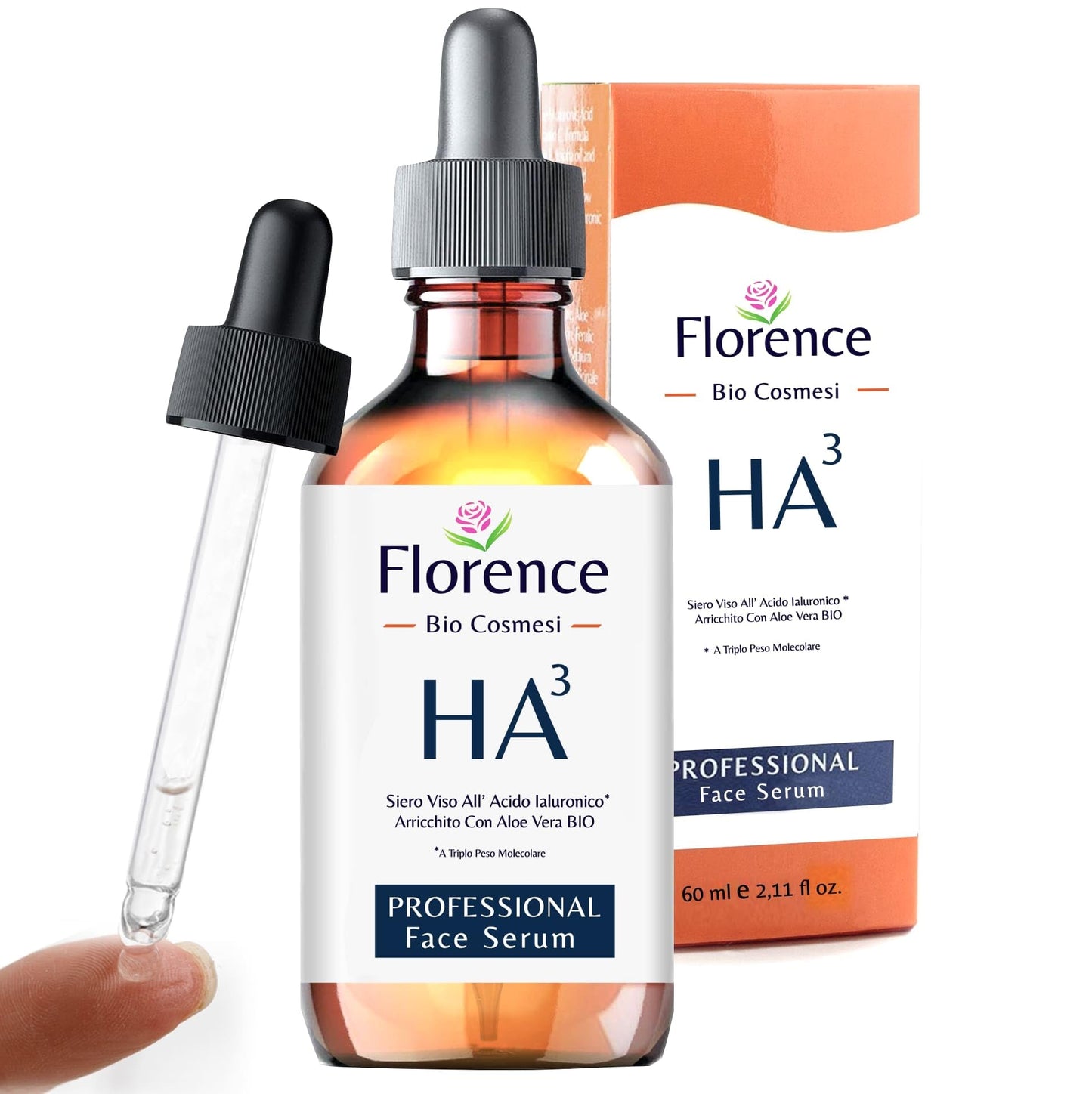 60 ml. Hochdosiertes Bio Hyaluron Serum mit Niacinamid, B5, Vitamin C und Aloe. Vegane Anti-Aging Gesichtspflege-Feuchtigkeitscreme. Hyaluronsäure serum für das Gesicht mit Anti-Falten-Wirkstoffen