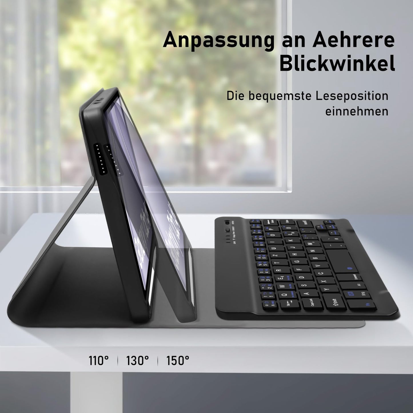 Hofsos für Samsung Tablet A9 Tastatur Hülle - Galaxy Tab A9 Hülle mit Tastatur, (Deutsches QWERTZ) Tastatur Magnetische Wireless Abnehmbare Bluetooth für Samsung Galaxy Tab А9 2023 8,7 Zoll, Schwarz