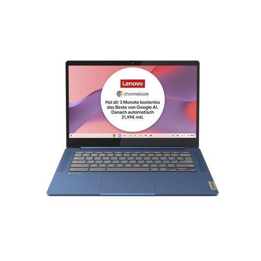 Lenovo Chromebook IdeaPad Slim 3 | 14" Full HD Display | MediaTek Kompanio 520 | 4GB RAM | 64GB SSD | ARM Mali-G52 Grafik | Chrome OS | QWERTZ | blau