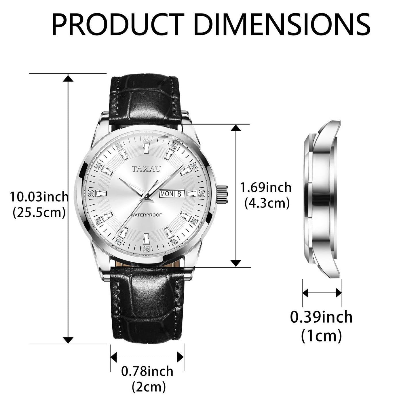 Taxau Uhren Männer Kleid Luxus Diamant Big Dial Armbanduhr für Männer mit Datum wasserdichte leuchtende Edelstahl Quarz Männliche Uhr Reloyes para Hombres