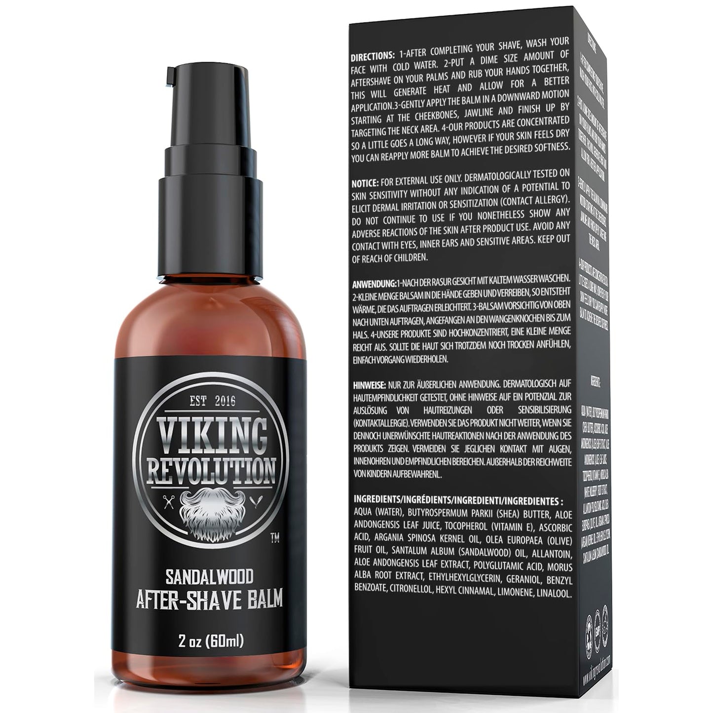 Viking Revolution Luxuriöser Premium After Shave Balsam für Männer - Beruhigt & Spendet dem Gesicht - Kein Rasurbrand für ein Seidenweiches Ergebnis - Sandelholz