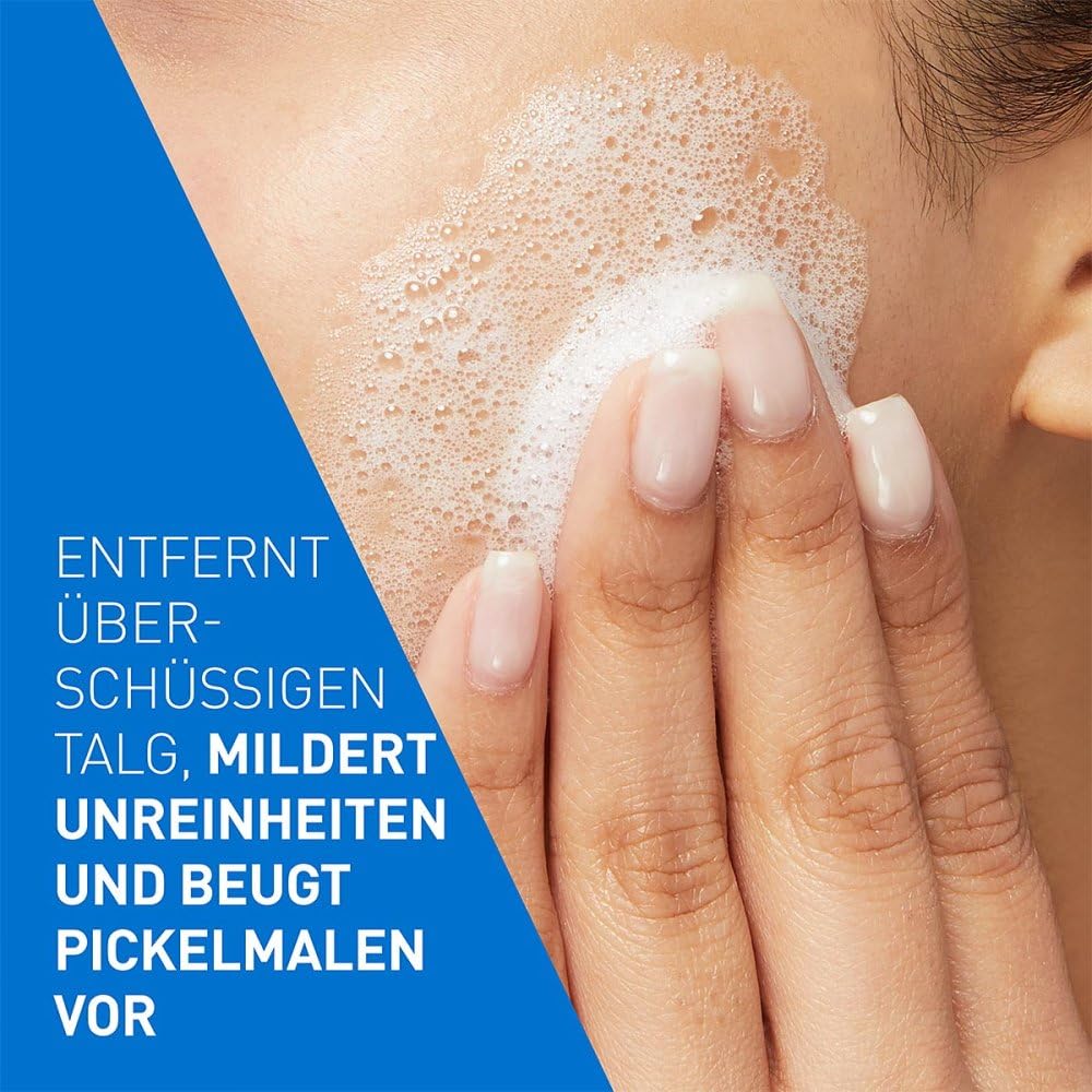 CeraVe Schäumendes Reinigungsgel für das Gesicht, Porentiefe Reinigung bei unreiner und zu Akne neigender Haut, Mit Salicylsäure, weißer Tonerde und Niacinamid, 236 ml