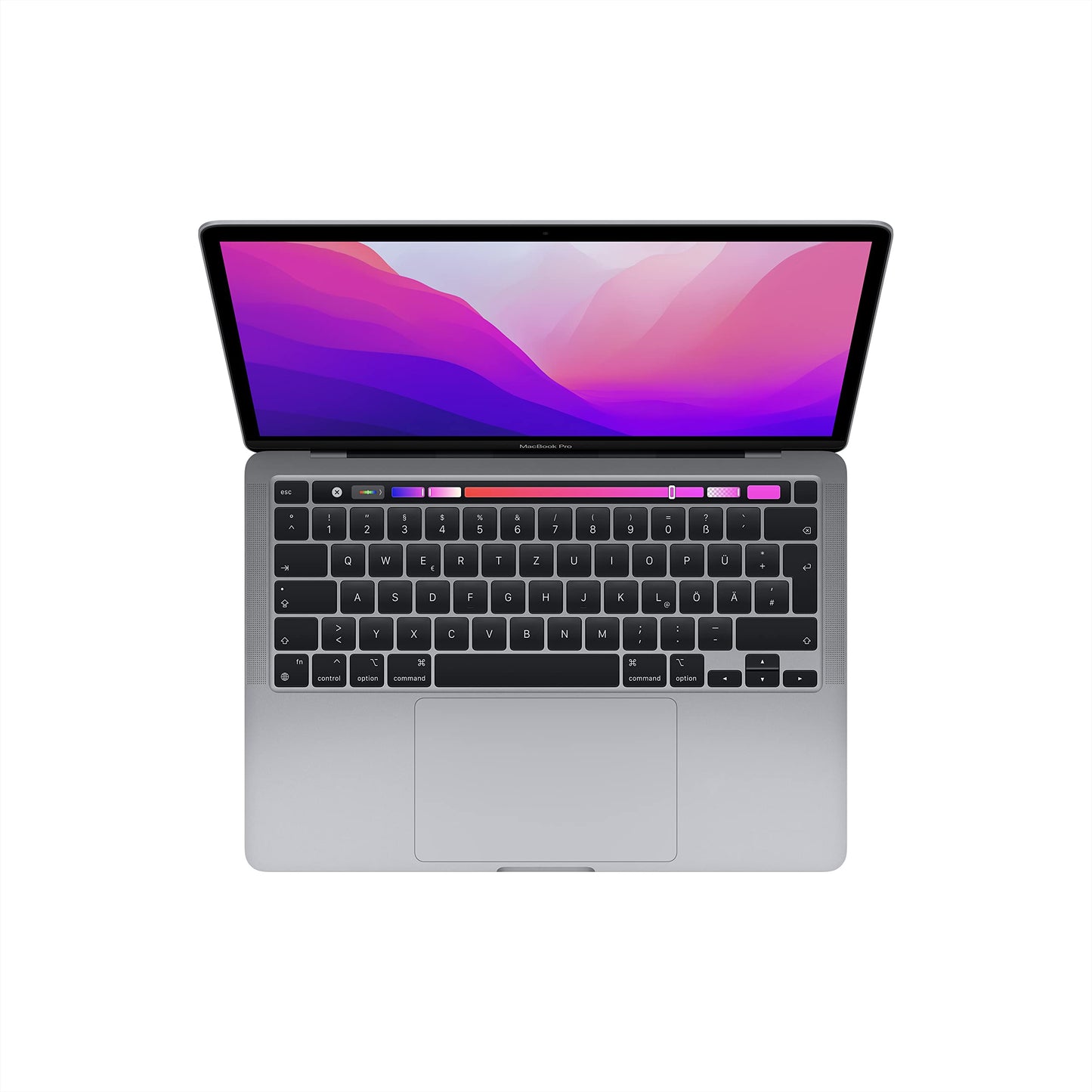 Apple 2022 MacBook Pro Laptop mit M2 Chip: 13" Retina Display, 8GB RAM, 256 GB SSD Speicher, Touch Bar, beleuchtete Tastatur, FaceTime HD Kamera. Kompatibel mit iPhone/iPad; Space Grau 