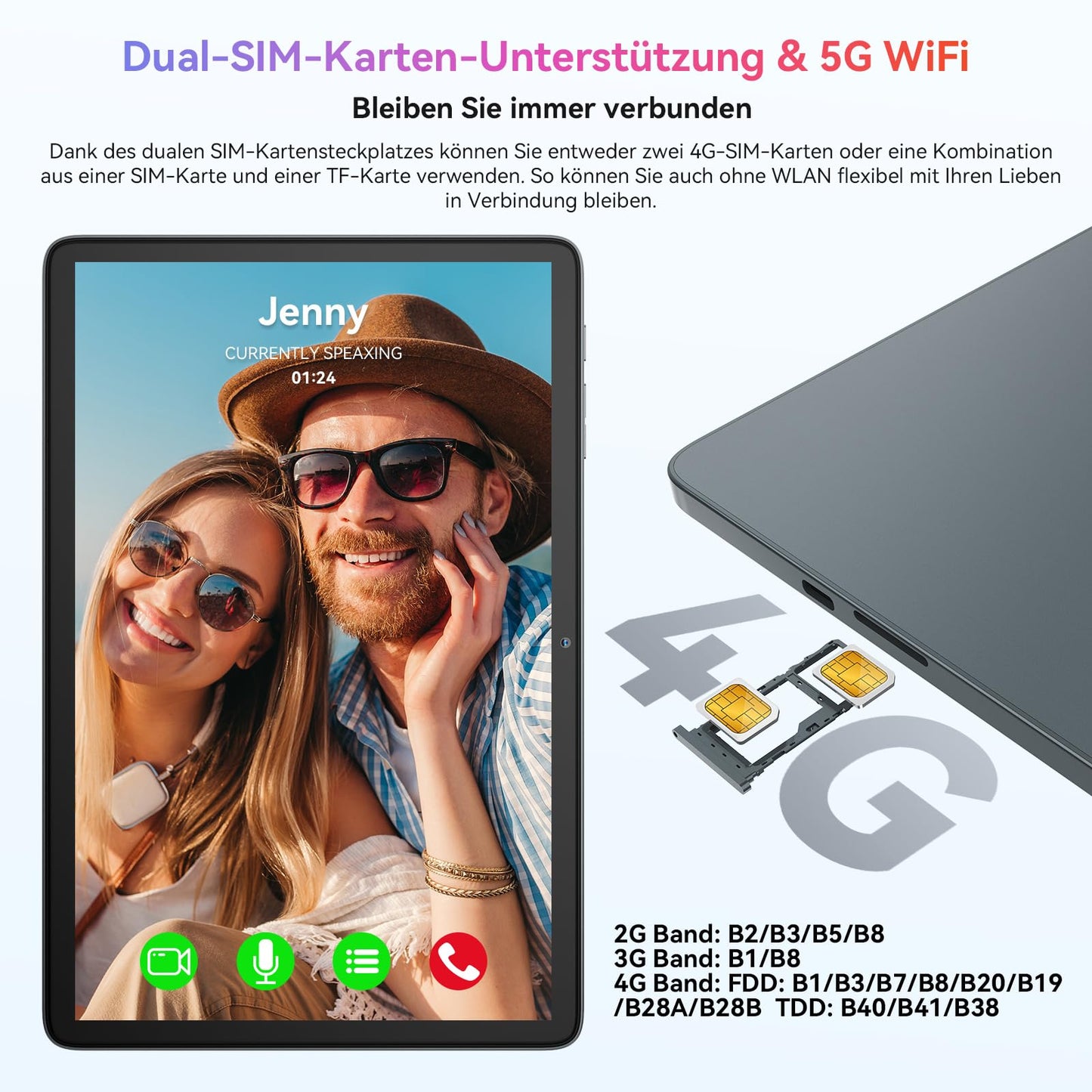 Blackview Tab 60 Pro Tablet Android 15, 12GB RAM + 128GB ROM/2TB TF, Tablet 10 Zoll mit Widevine L1, Unisoc T606 Octa-core Gaming Tablet, Dual 4G SIM Tablet PC, 5G WiFi, 7700mAh/Face ID/GMS/GPS