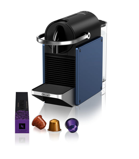 Nespresso De'Longhi Pixie EN127.BL Kaffekapselmaschine, zwei Direktwahltasten, ECO-Modus, kompaktes Design, 19 Bar Drucksystem, 1260W, Blau/Schwarz