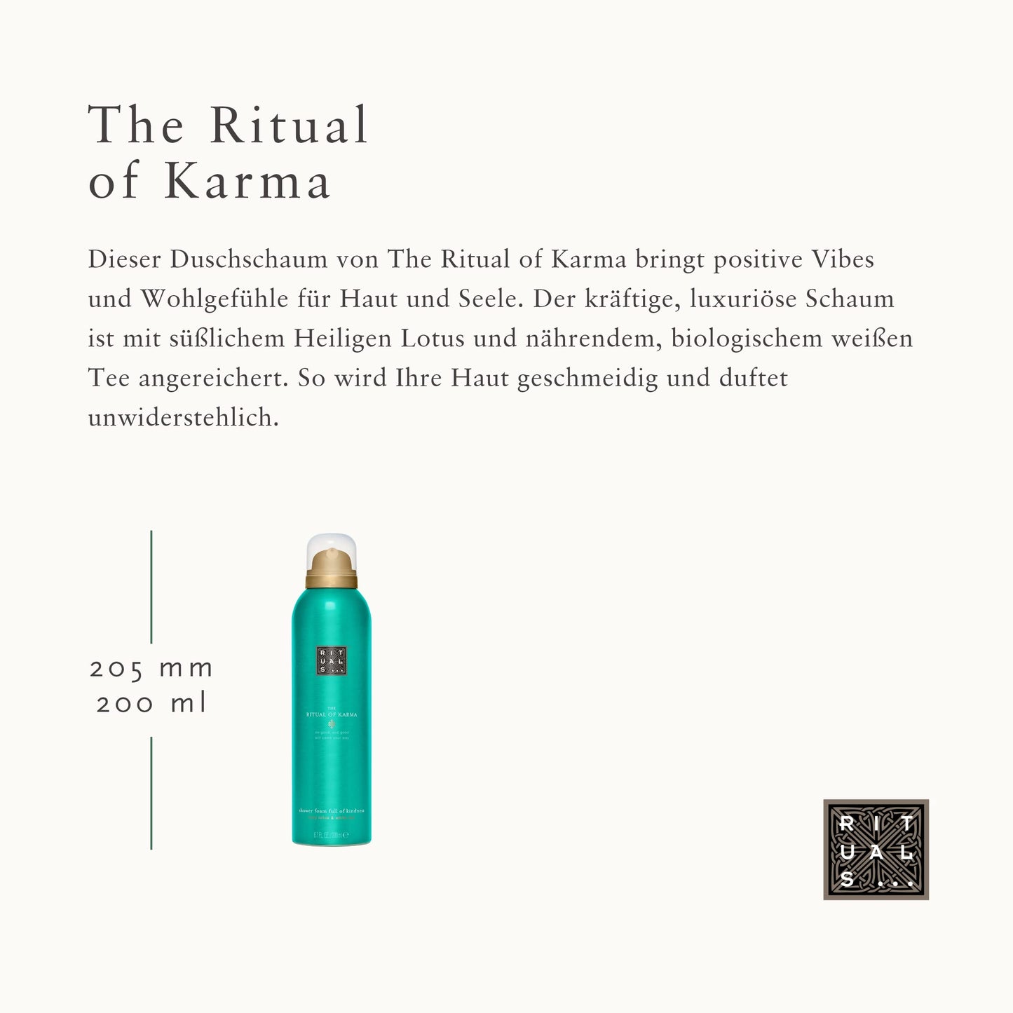 RITUALS Duschschaum von The Ritual of Karma, 200 ml – Mit Sommerlichem Heiligem Lotus und Weißem Tee – feuchtigkeitsspendend und kühlend