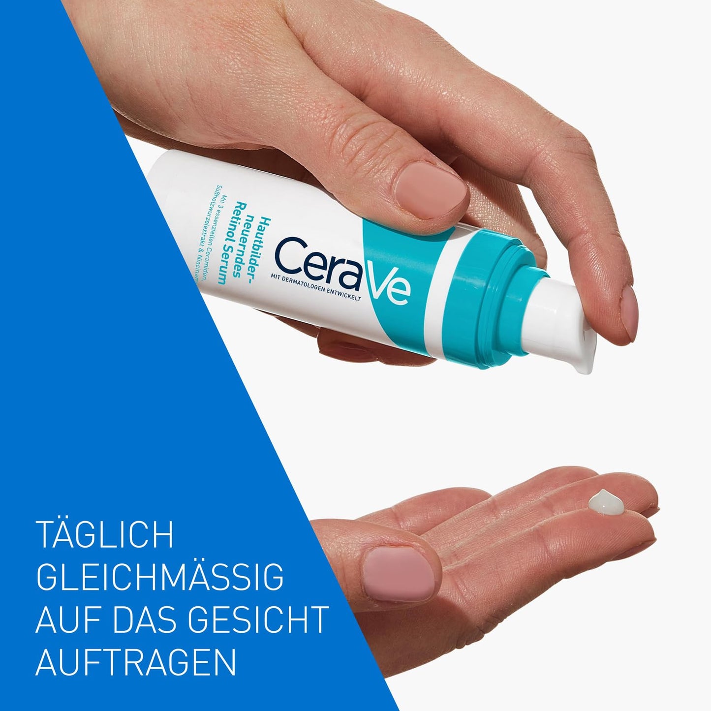 CeraVe Hautbilderneuerndes Retinol Serum, Zuverlässige Pflege bei unreiner und zu Akne neigender Haut, Aufhellender Effekt durch Süßholzwurzelextrakt, Mit 3 essenziellen Ceramiden, 30 ml