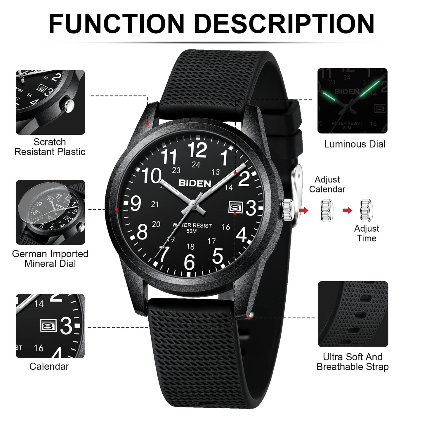 LN LENQIN Herren Uhr Uhren Herren Männer Analog Quarz Uhr 30M wasserdichte Armbanduhr Herren mit Datum Mode Casual Designer Uhr für Herren Silicone Band