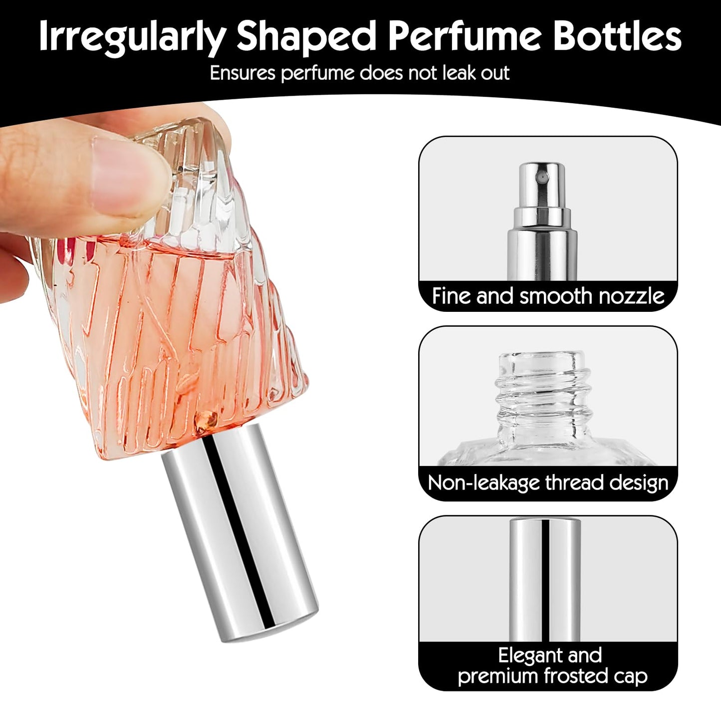 Bohoray 6 Stücke Small Parfümzerstäuber Nachfüllbar, 10~15ml Parfum Flakon Leer Transparente Parfüm Flakon Parfümflaschen Nachfüllbar mit Rohrleitungen und Trichter für Frauen Mädchen