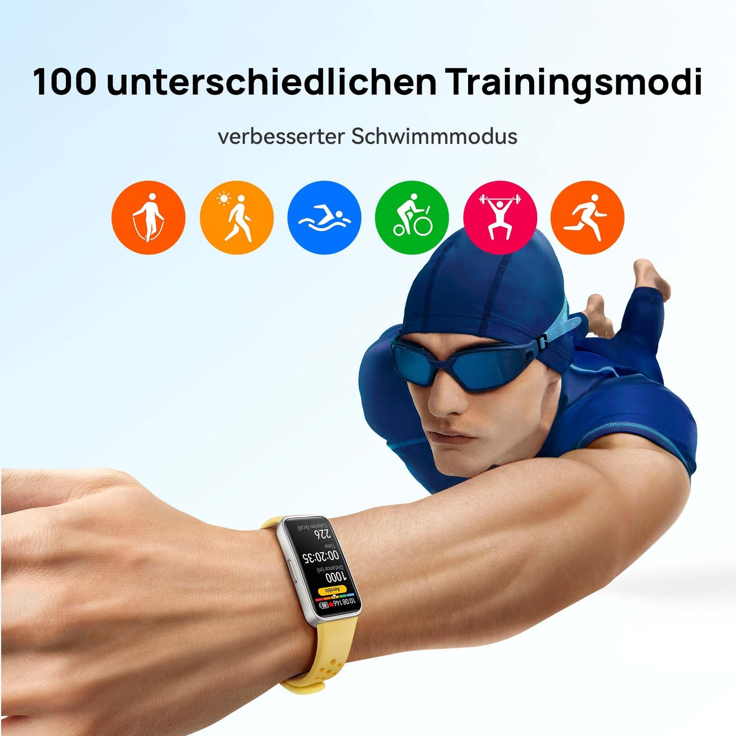 HUAWEI Band 9, Bluetooth, iOS & Android, bis zu 14 Tage Akkulaufzeit, Comfortable Wear, TruSleep 4.0, wissenschaftliches Schlaftracking, 100 Training Modes，smartband，Weiß Fluorelastomer Strap