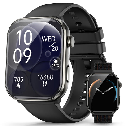 Blackview Smartwatch Herren Damen, AMOLED-Bildschirm immer an, Fitnessuhr mit Telefonfunktion, Anrufe tätigen/empfangen, Sportuhr 100+Sportmodi, Puls-Schlaf-Monitor, Schrittzähler, Uhr für Android iOS