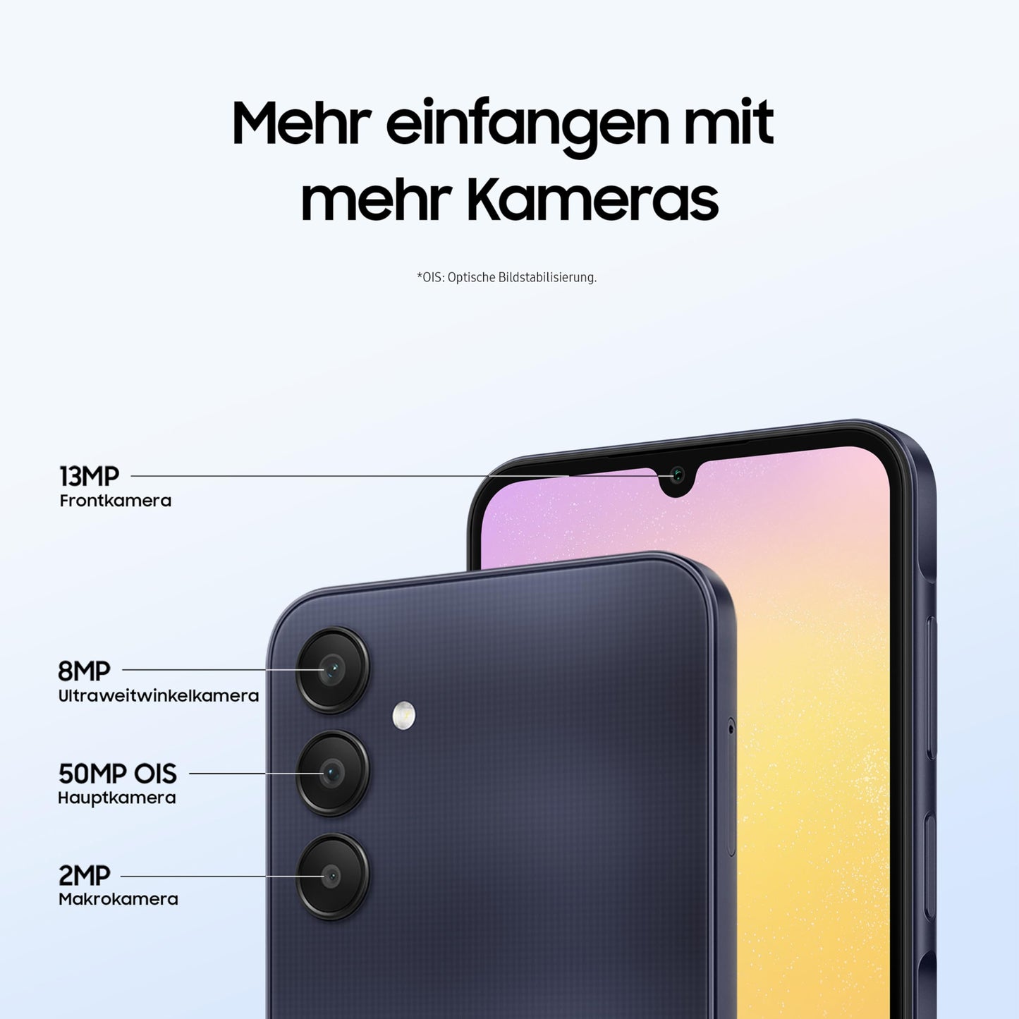 Samsung Galaxy A25 5G Smartphone, Simlockfrei ohne Vertrag, Android-Handy, 128 GB, Schnellladefunktion, 50-MP-Kamera, Blue Black, 30 Monate Herstellergarantie [Exklusiv auf Amazon] [Deutsche Version]