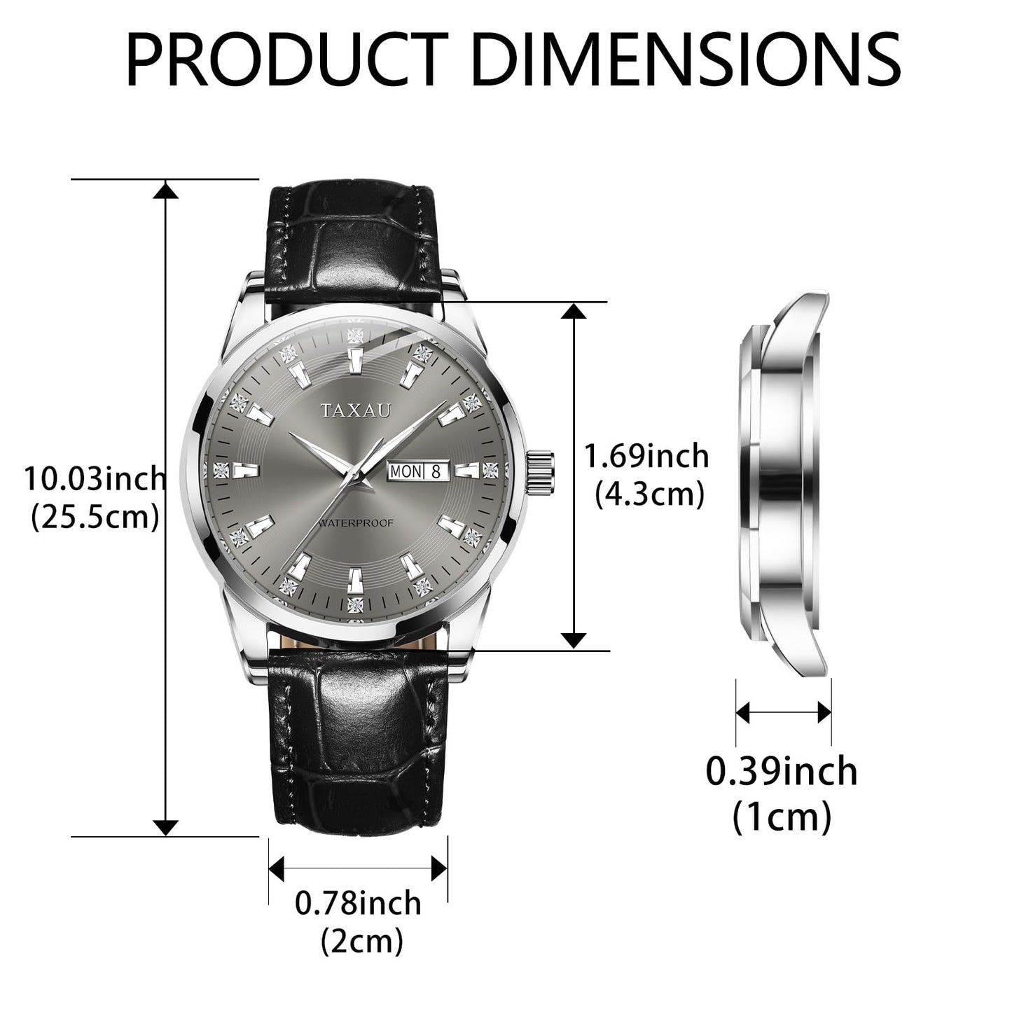 Taxau Kleid Uhren für Männer Graues Zifferblatt Quarzuhren für Männer Edelstahl Armbanduhr Luxcury Diamant Wasserdicht Luminous Day Date Herrenuhren Reloyes para Hombres