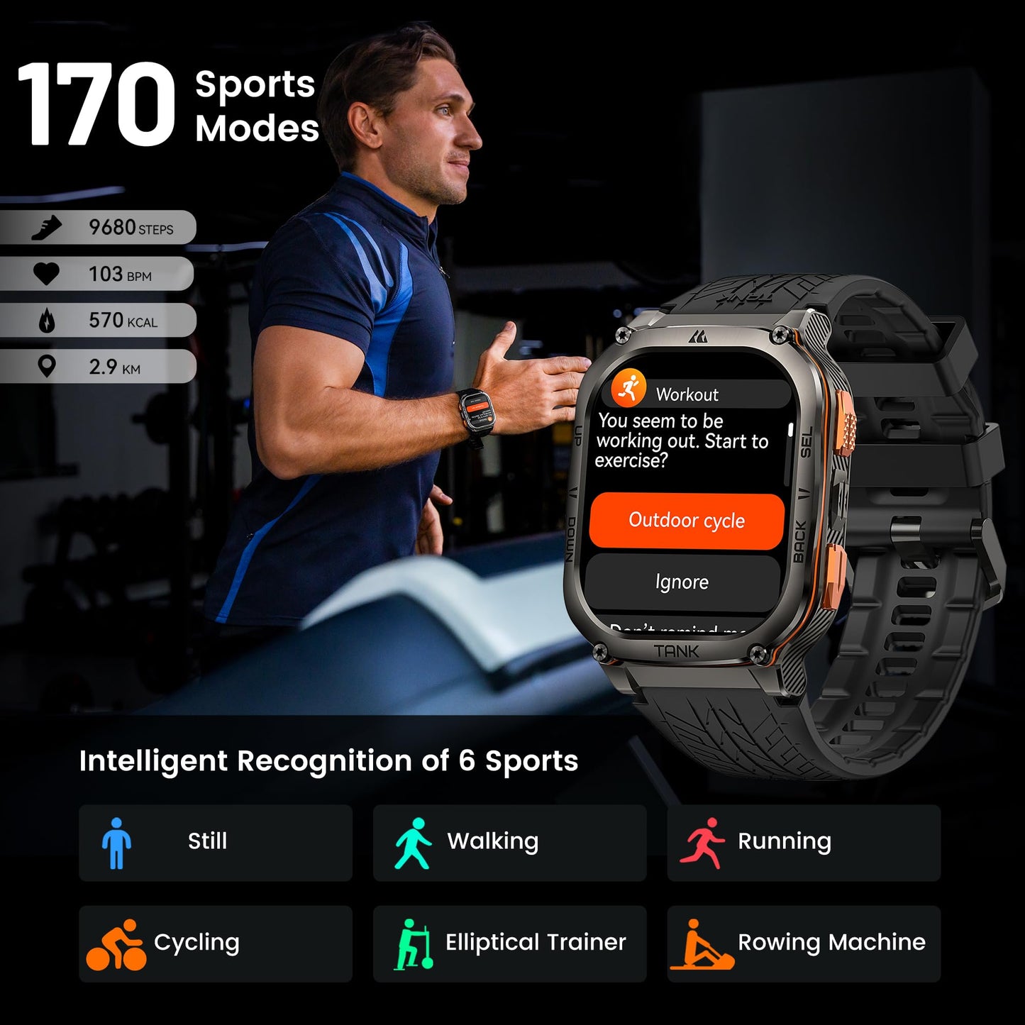 KOSPET Tank M3 Ultra GPS Smartwatch Herren mit Telefonfunktion, 40+Tage Akkulaufzeit, 1,96 AMOLED Display, 5ATM Wasserdicht Fitnessuhr mit Herzfrequenz，SpO2, Schlafüberwachung, 170 Sportmodi Sportuhr