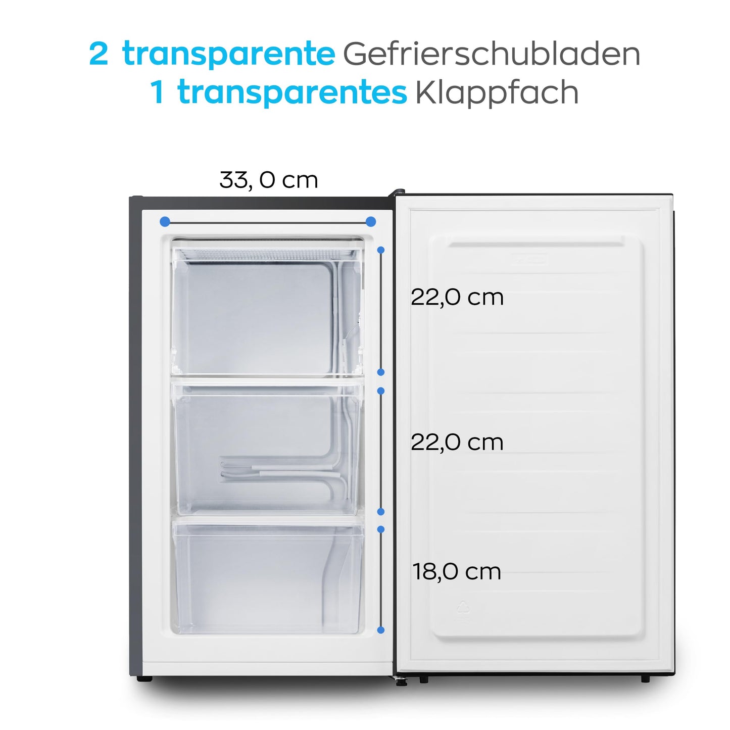 HEINRICHS Gefrierschrank, Freezer, 3x Gefrierschublade, 7 Stufen Temperaturregler,Airflow, wechselbarer Türanschlag, 61 Liter Nutzinhalt, Temperatur:-18°C~-38°C, weiß