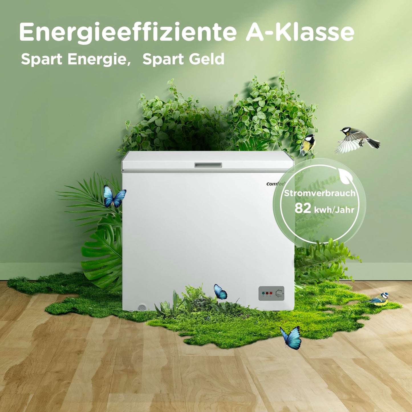 Comfee RCC201WH6(E) Gefriertruhe/82 kWh/Jahr/85cm hoch/200L/Inverter-Kompressor/41dB Geringe Lautstärke/Geeignet für verschiedene Einsatzszenarien/Einstellbarer Temperaturregler/Weiß