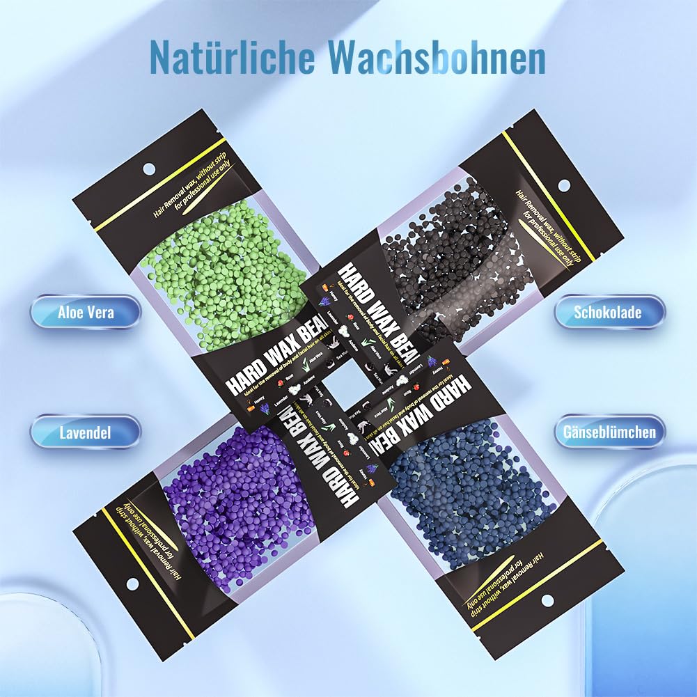 Waxing Set Professionell, LCD-Display, Silikonschale, Wachswärmer Wachs Haarentfernung mit 400g Waxing Perlen, 20 Holzspateln, 10 Papierringe zu Hause CITHOT (Schwarz)