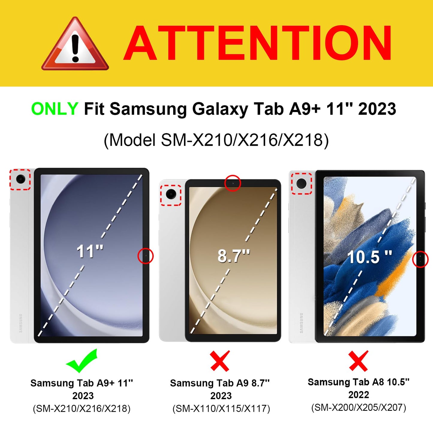 Fintie Hülle für Samsung Galaxy Tab A9 Plus 11 Zoll 2023, Ultradünn Schutzhülle mit Translucent Rückseite Cover mit Auto Schlaf/Wach Funktion für Samsung Tablet A9+ SM-X210/X216/X218, Schwarz