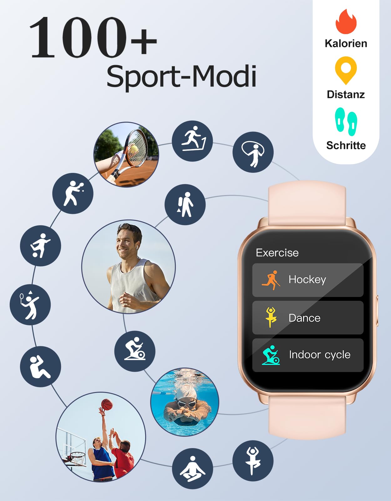 RUIMEN Smartwatch mit Telefonfunktion,Smartwatch für Damen Herren HD-Touch Screen Fitnessuhr mit SpO2-Überwachung Pulsuhr Schlafmonitor Schrittzähler Uhr Multi Trainingsmodi für Android iOS