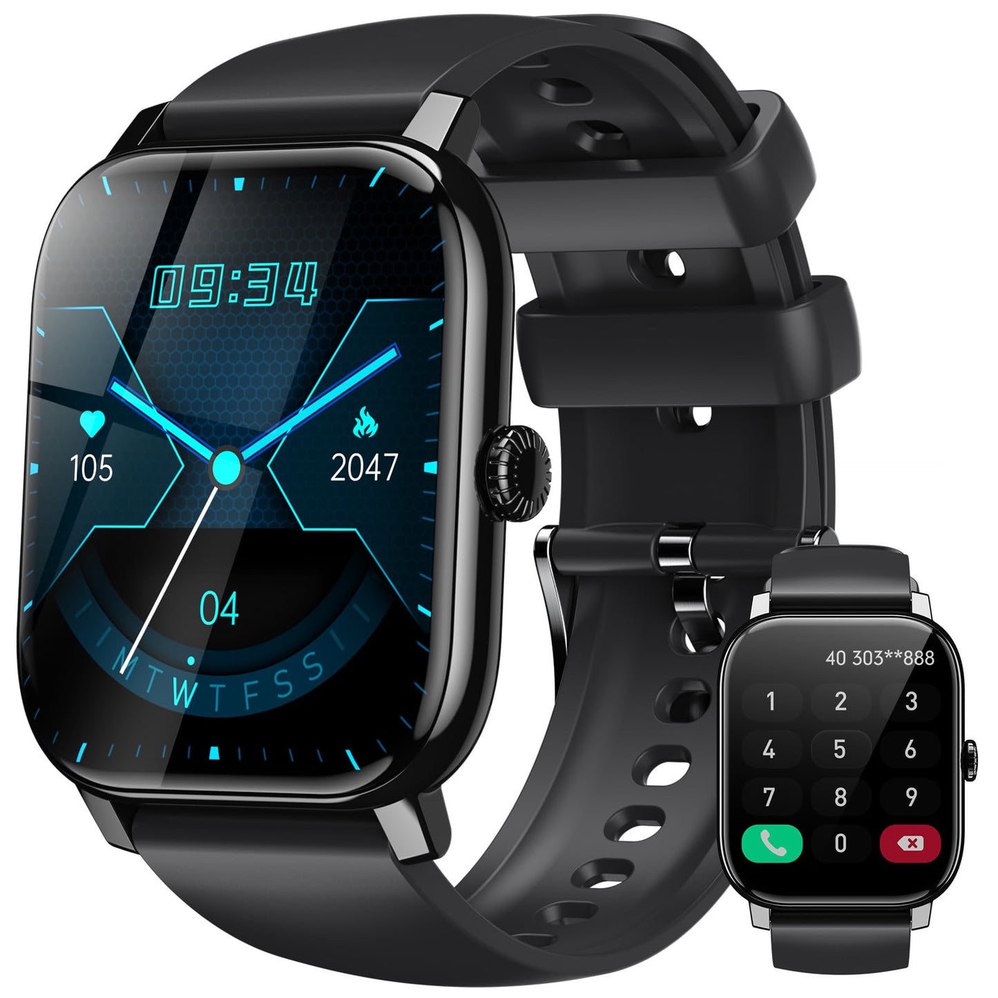 LLKBOHA Smartwatch Herren - 1,85 Zoll Touchscreen Smart Watch mit Telefonfunktion, Fitness Watch mit Herzfrequenzmonitor Schlafmonitor Schrittzähler,IP68 Wasserdicht für Android iOS