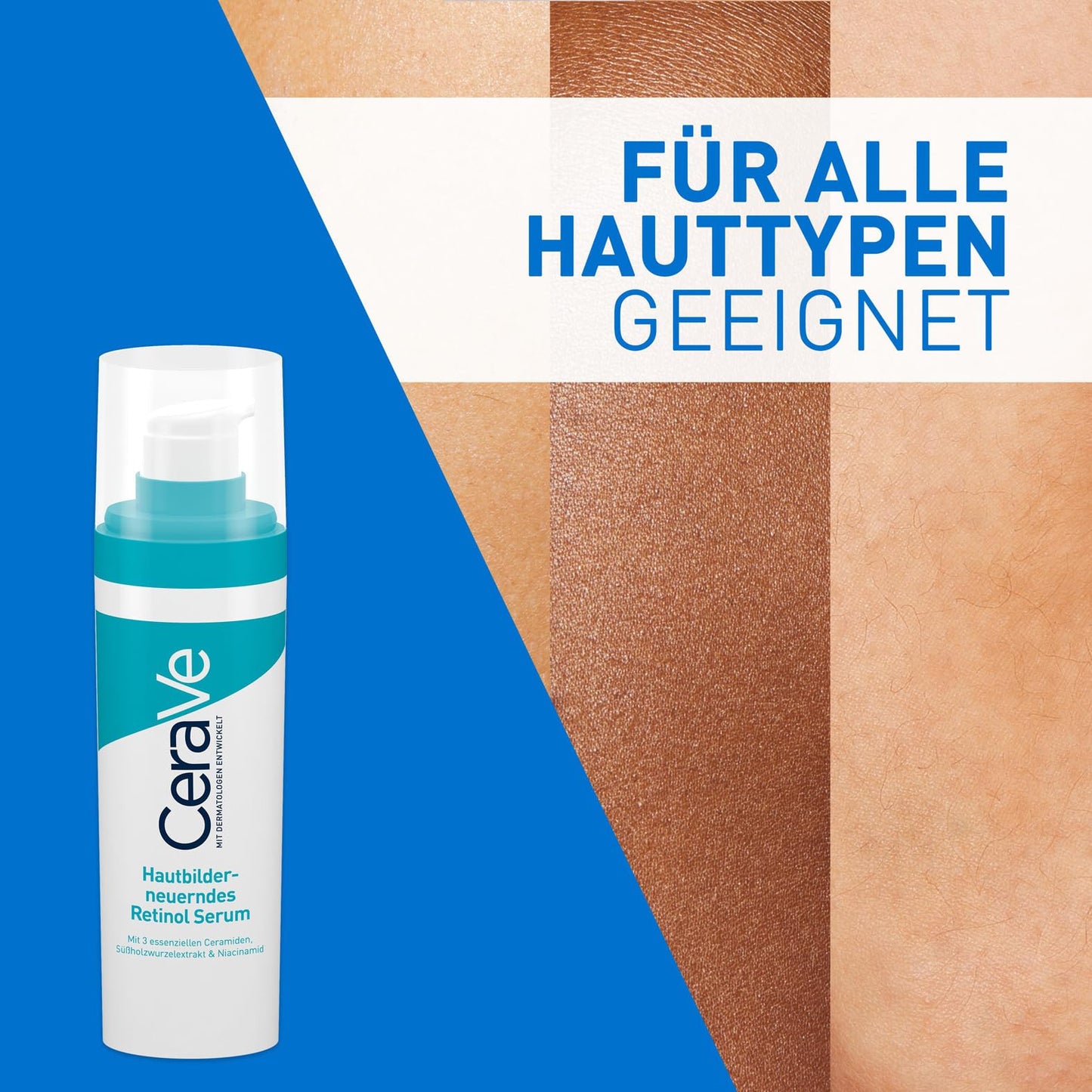 CeraVe Hautbilderneuerndes Retinol Serum, Zuverlässige Pflege bei unreiner und zu Akne neigender Haut, Aufhellender Effekt durch Süßholzwurzelextrakt, Mit 3 essenziellen Ceramiden, 30 ml