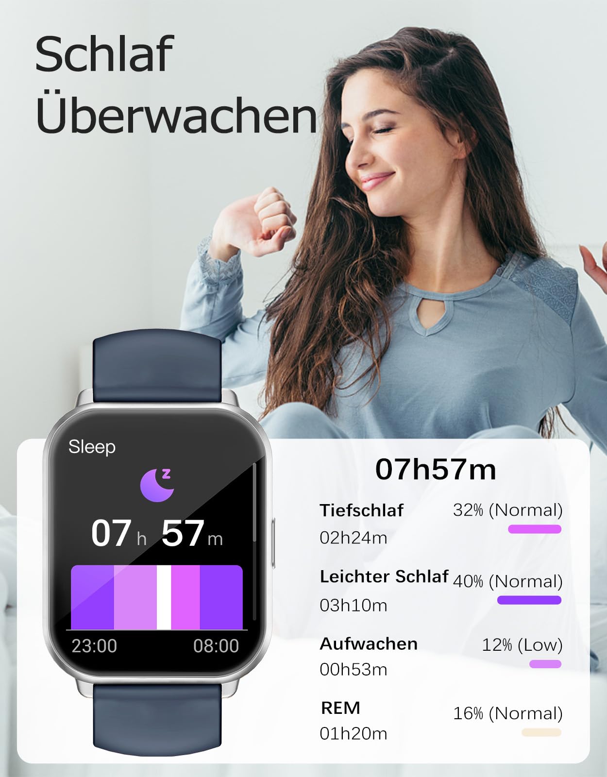 RUIMEN Smartwatch mit Telefonfunktion,Smartwatch für Damen Herren HD-Touch Screen Fitnessuhr mit SpO2-Überwachung Pulsuhr Schlafmonitor Schrittzähler Uhr Multi Trainingsmodi für Android iOS