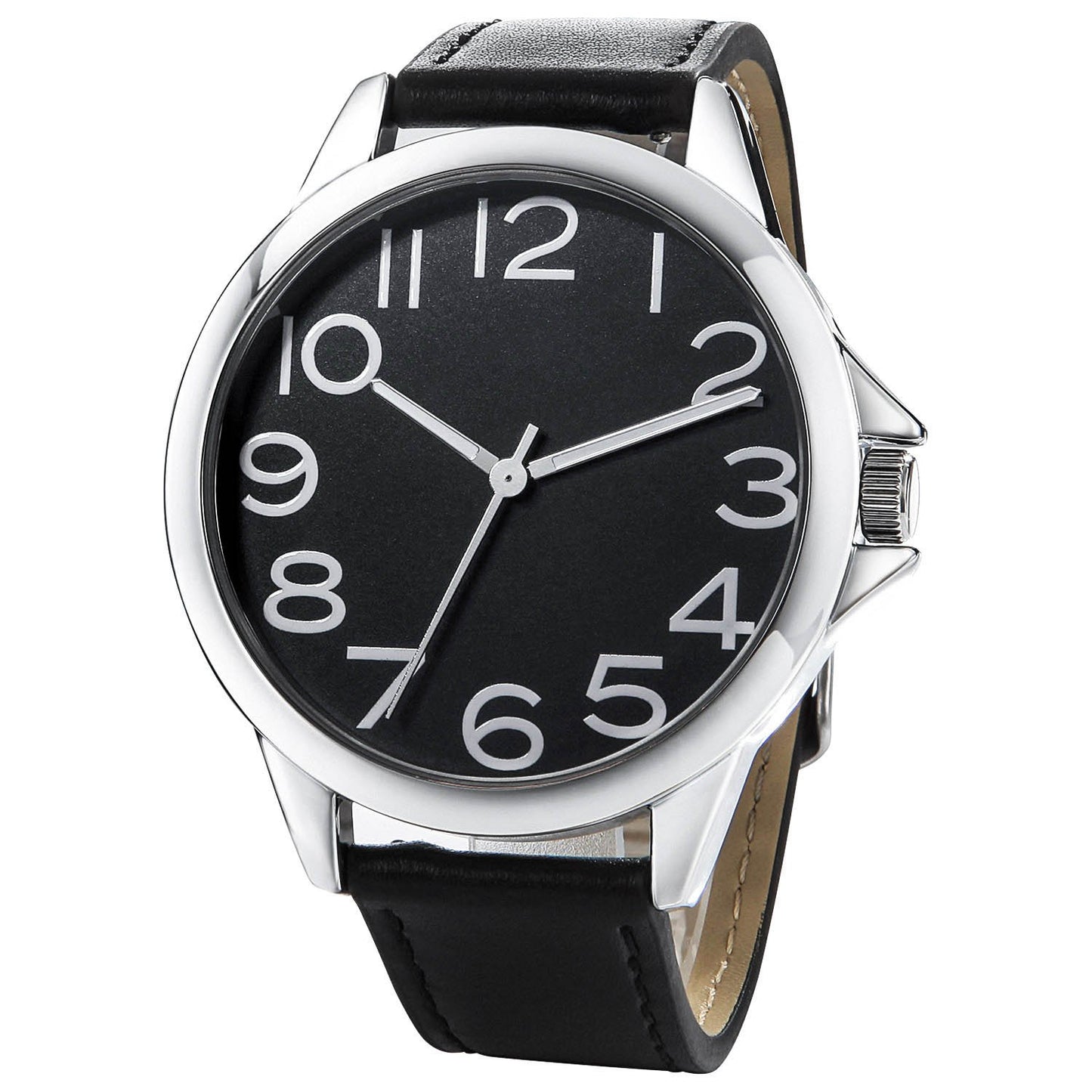 NUOVO Herren Uhr Analog Quarz mit Schwarz Leder Armband Wasserdicht