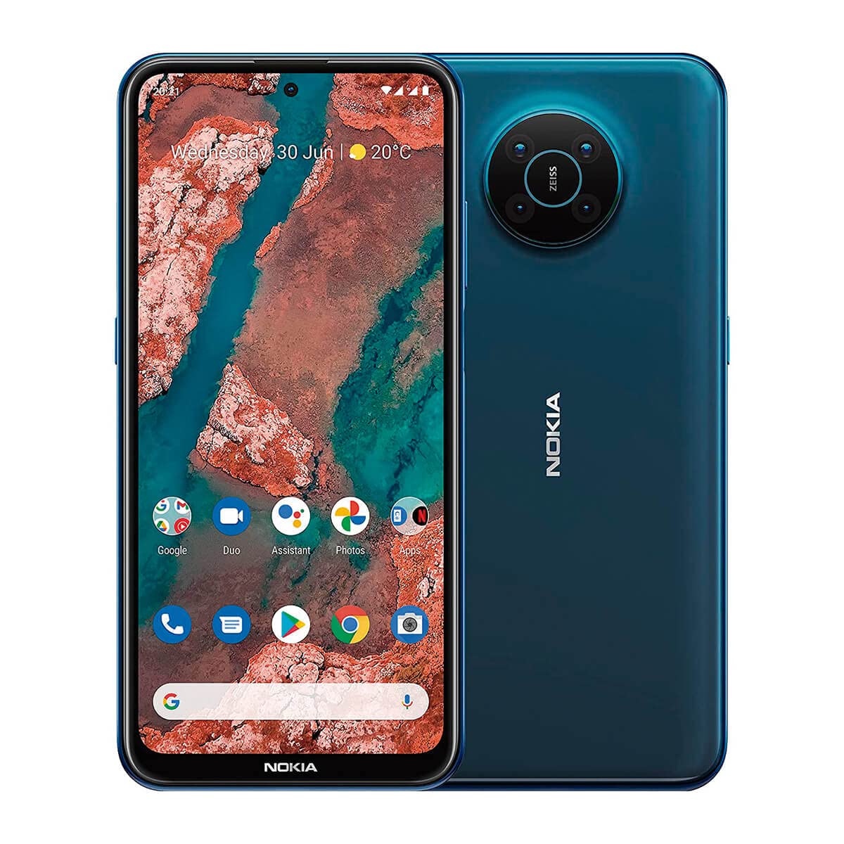 Nokia X20 5G Smartphone, Dual-SIM, RAM 8GB, ROM 128GB, 64MP Quad-Kamera von ZEISS, 6,67” Full HD+ Display, sicheres Android 11 mit 3 Jahre Herstellergarantie & Updates, Alurahmen - Nordic Blue