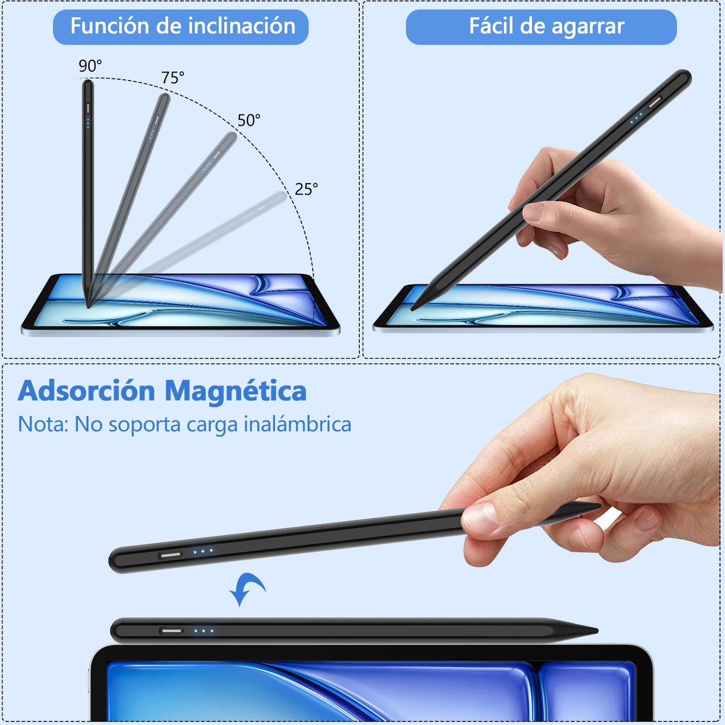 Tablet Stift für Android Stylus Pen für Samsung/Huawei/Lenovo/Vivo/Mi Tablets & Handys, Universal Stift mit Hoher Präzision und Neigungs Empfindlichkeit(Schwarz)