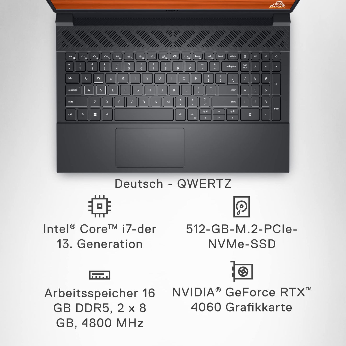 Dell G15 5530 Gaming Laptop | 15.6'' FHD 165Hz 3ms Display | Intel Core i7-13650HX | 16 GB RAM | 512 GB SSD | NVIDIA GeForce RTX 4060 | Windows 11 | QWERTZ