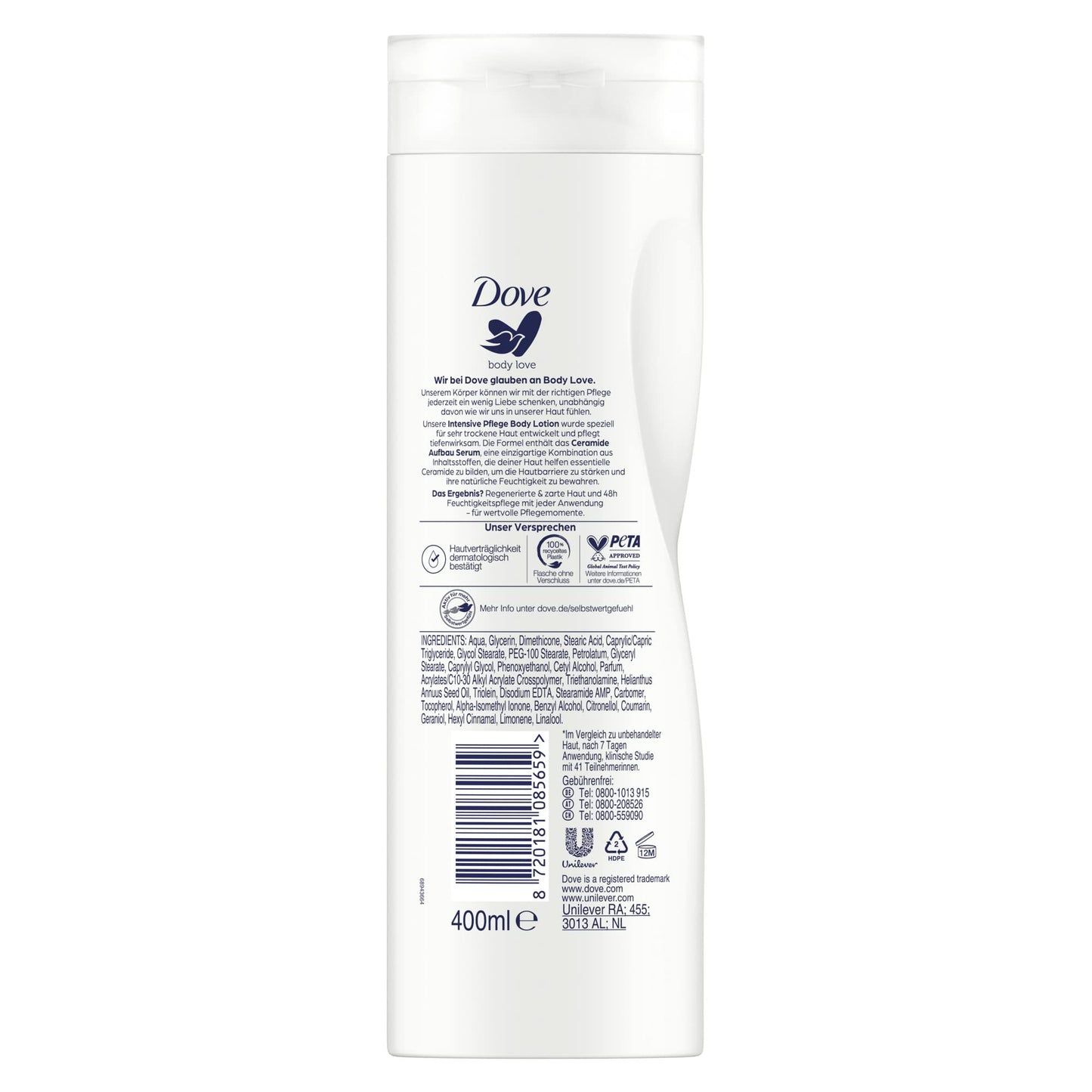 Dove Body Lotion Intensive Pflege für sehr trockene Haut mit 3x mehr Feuchtigkeit 400 ml 1 Stück