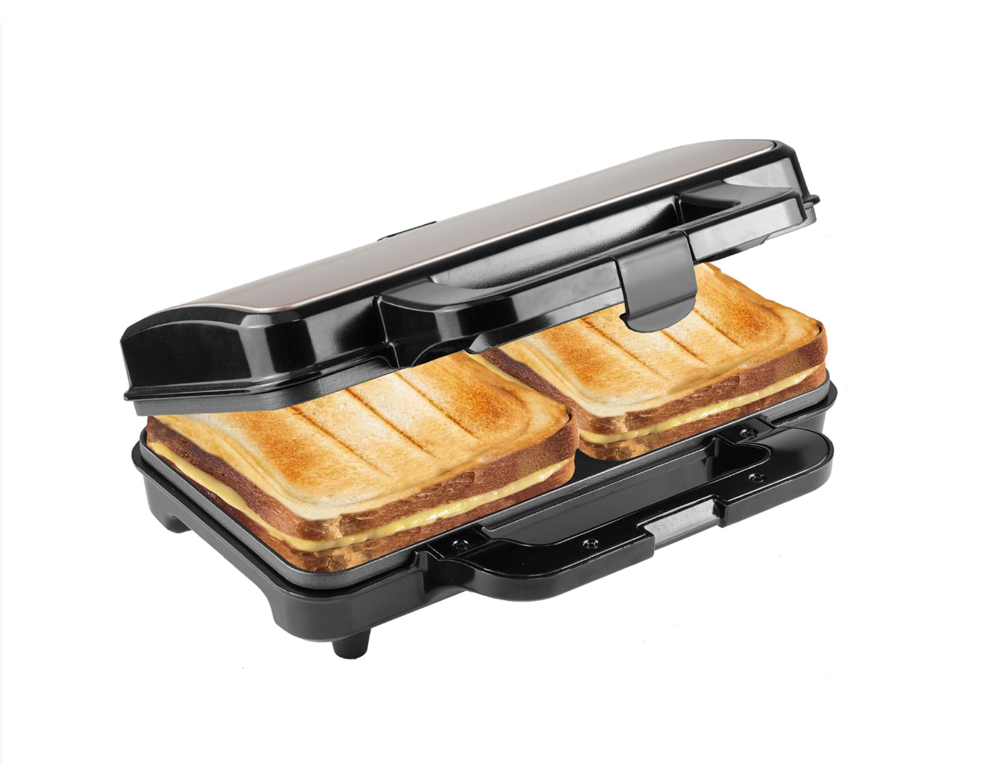 Bestron XL Sandwichmaker, Sandwich-Toaster für 2 Sandwiches in Muschelform, ideal für American Sandwich, inkl. automatischer Temperaturregelung & Bereitschaftsanzeige, Farbe: Beige