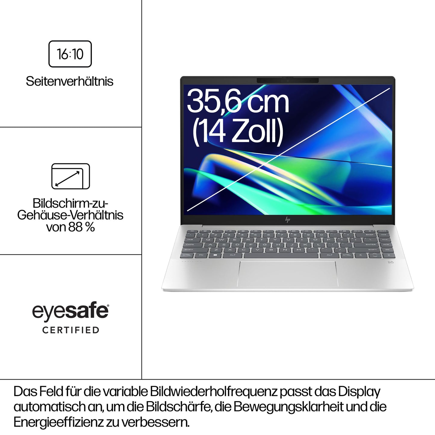 HP Pavilion Plus Laptop | 14" 2,8K OLED Display | 120 Hz | AMD Ryzen™ 7 7840U | 16 GB DDR5 RAM | 1 TB SSD | AMD Radeon™ 780M | Windows 11 | QWERTZ | Silber inkl. 25 GB Dropbox-Speicher für 12 Monate