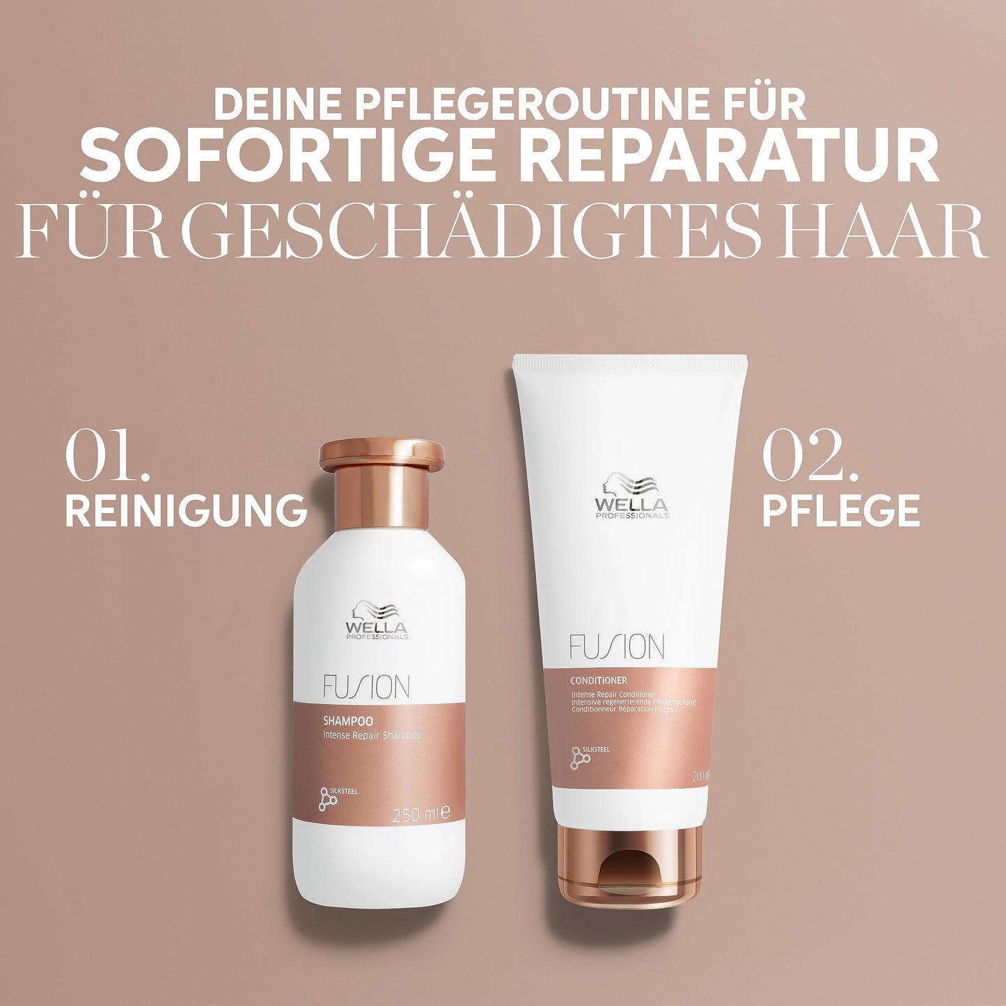 Wella Professionals Fusion Intense Repair Conditioner – tiefenreparierende Haarspülung mit Aminosäuren – intensive Haarpflege für kaputtes Haar – glättender Deep Conditioner gegen Haarbruch – 200 ml