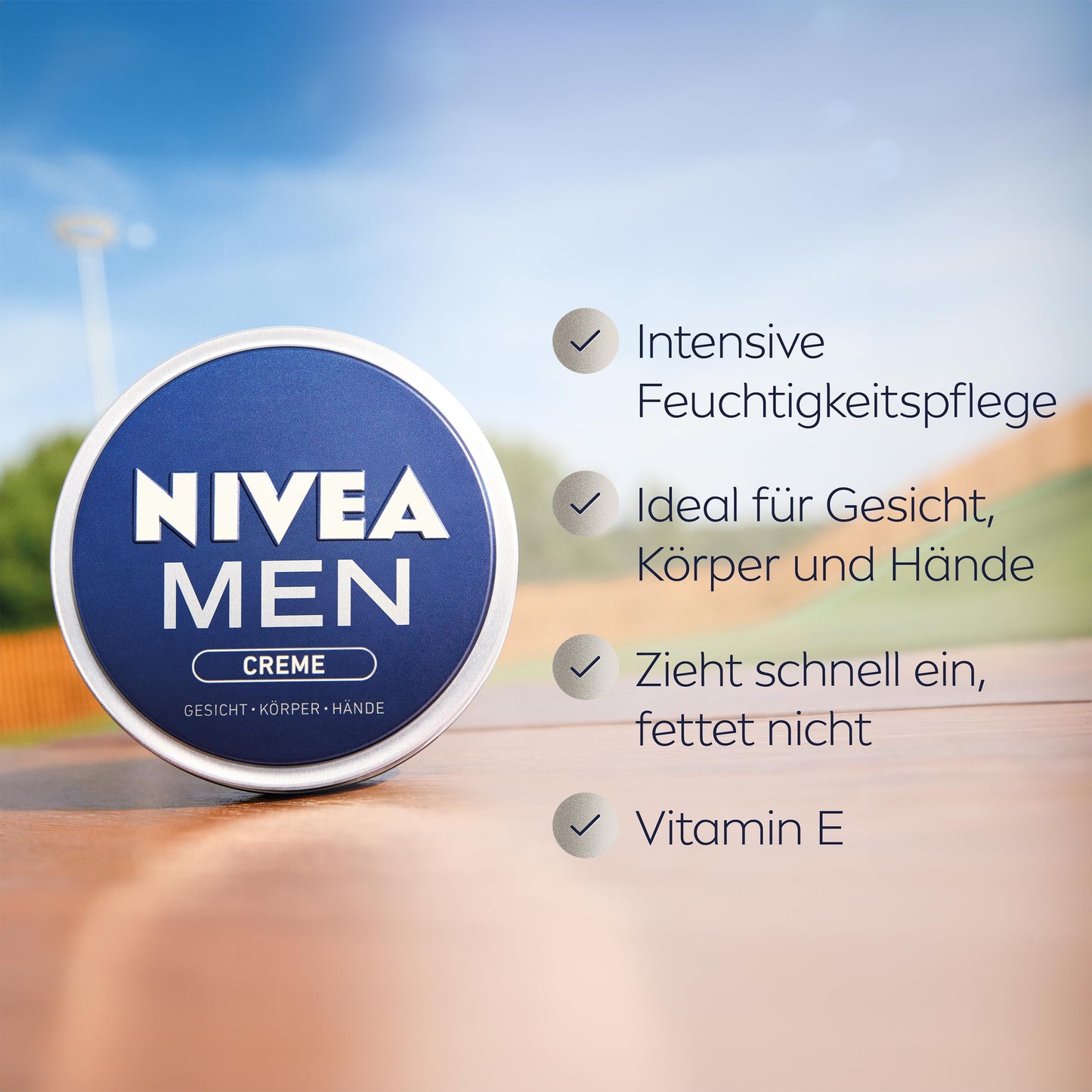 NIVEA MEN Creme, pflegende Hautcreme mit Vitamin E für intensive Feuchtigkeit,Hautpflege für Männer, ideal für Körper, Gesicht und Hände (150 ml)