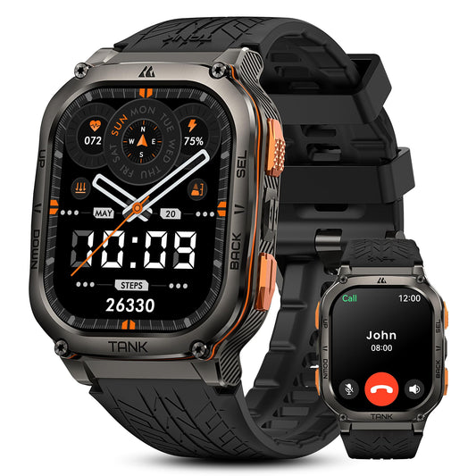 KOSPET Tank M3 Ultra GPS Smartwatch Herren mit Telefonfunktion, 40+Tage Akkulaufzeit, 1,96 AMOLED Display, 5ATM Wasserdicht Fitnessuhr mit Herzfrequenz，SpO2, Schlafüberwachung, 170 Sportmodi Sportuhr