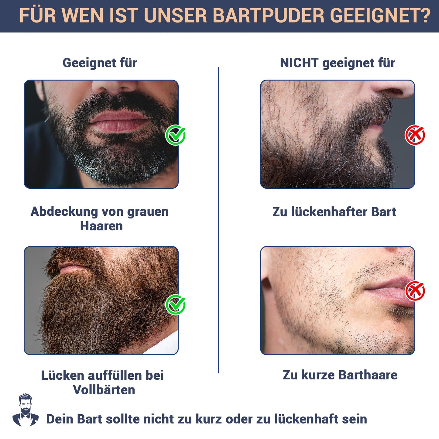 Take Hair Bartfärbemittel I 100% wasserfest I 4g Bartpuder für einen volleren Bart, Bartfärbemittel I Grauabdeckung I Bartverdicker zum Bart färben (Bartpuder Schwarz)