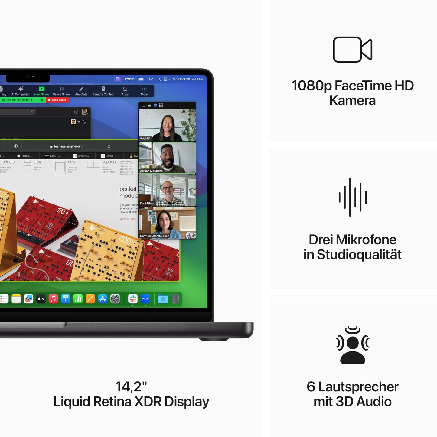 Apple 2023 MacBook Pro Laptop M3 Pro Chip mit 11‑Core CPU, 14‑Core GPU: 14,2" Liquid Retina XDR Display, 36 GB gemeinsamer Arbeitsspeicher, 512 GB SSD Speicher. Funktioniert mit iPhone, Space Schwarz