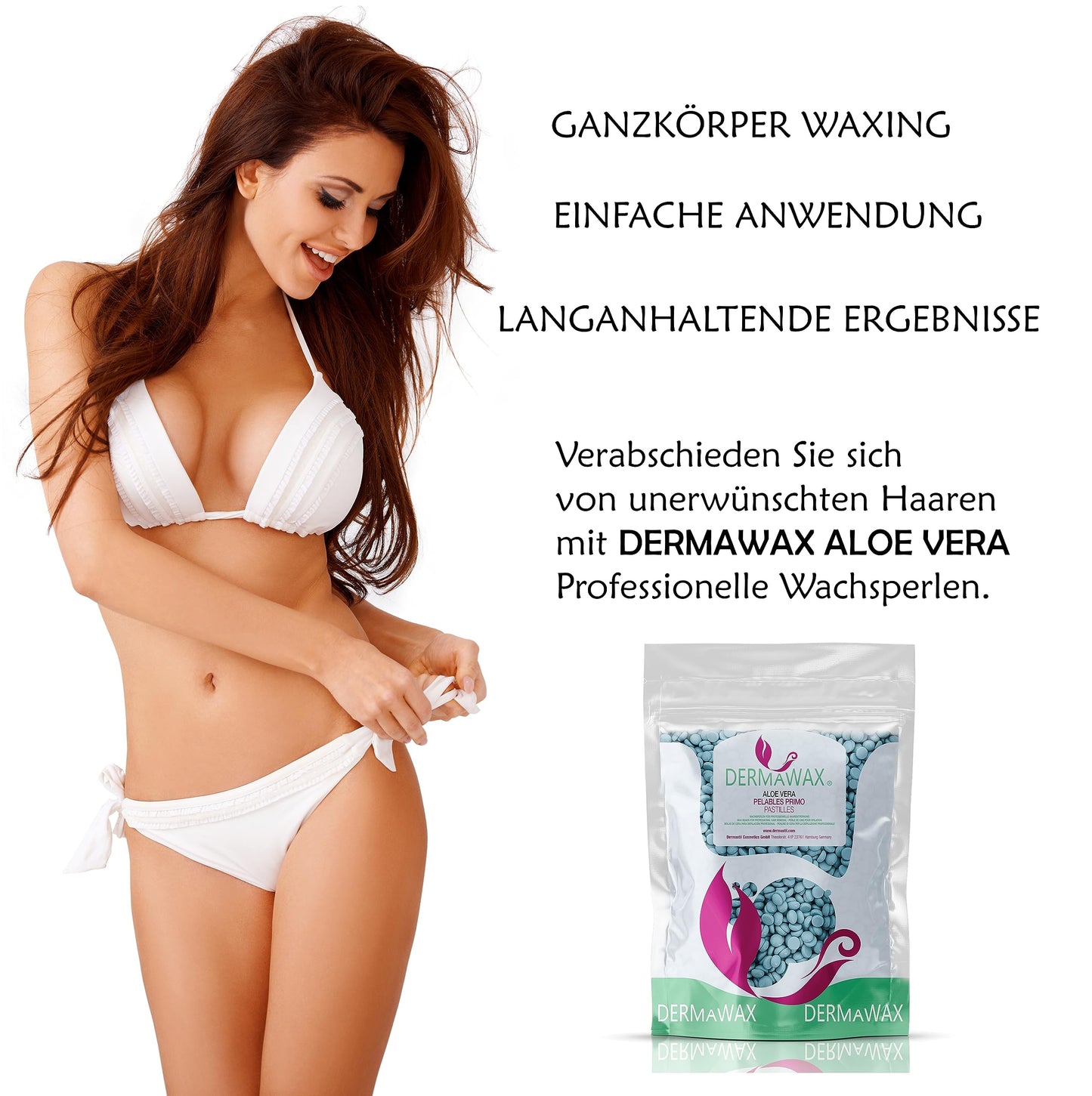 Dermawax 1 kg Heißwachs Wachsperlen Aloe Vera für sensible Haut – Haarentfernung ohne Wachsstreifen,sanftes Waxing für Gesicht, Beine, Bikini & Körper–Made in Italy, Profi-Qualität (1 kg, Aloe Vera)