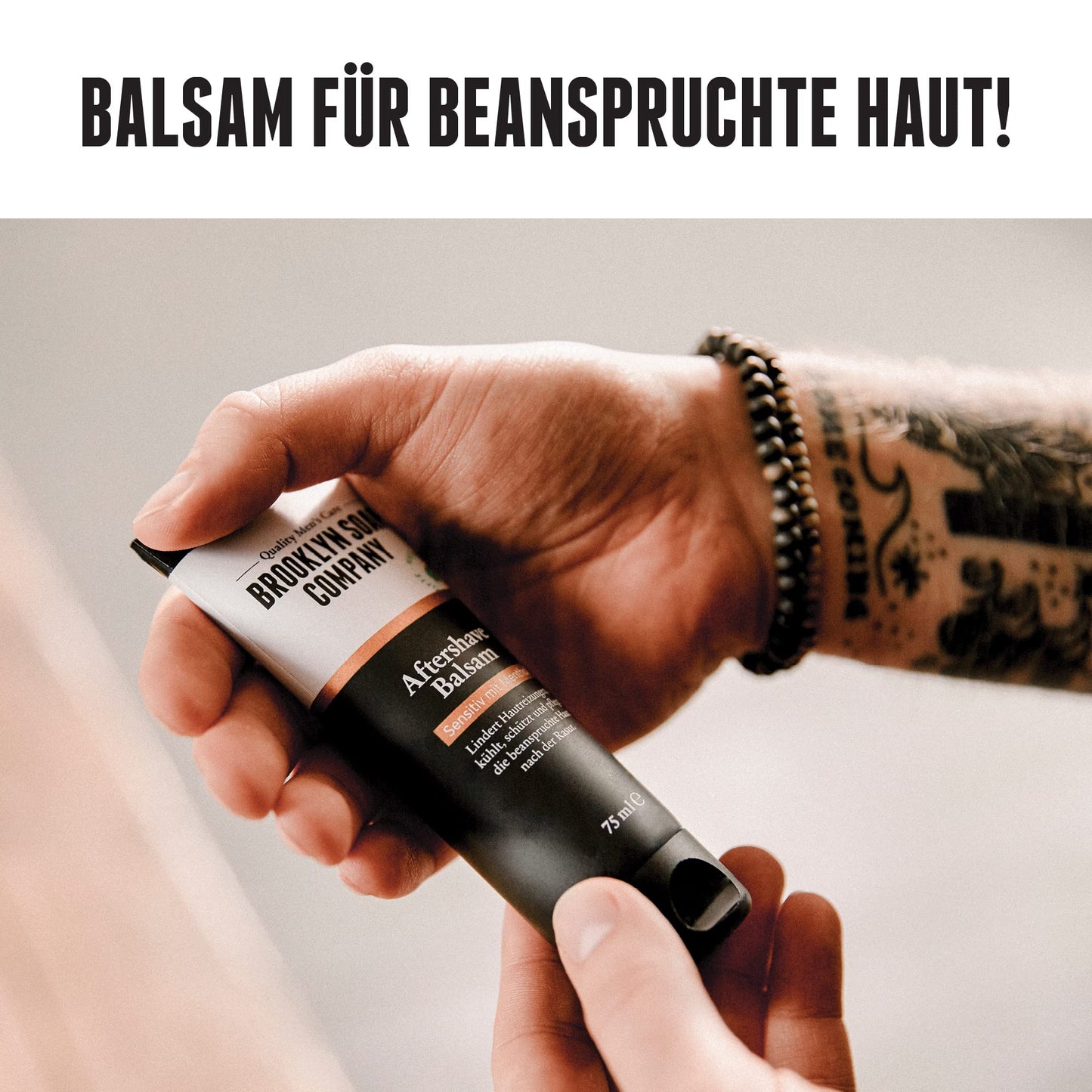 Aftershave Balsam (75ml) · Brooklyn Soap Company · Natürliche Männerpflege nach der Rasur · Lindert Hautreizungen, wirkt antibakteriell und beruhigt die Haut